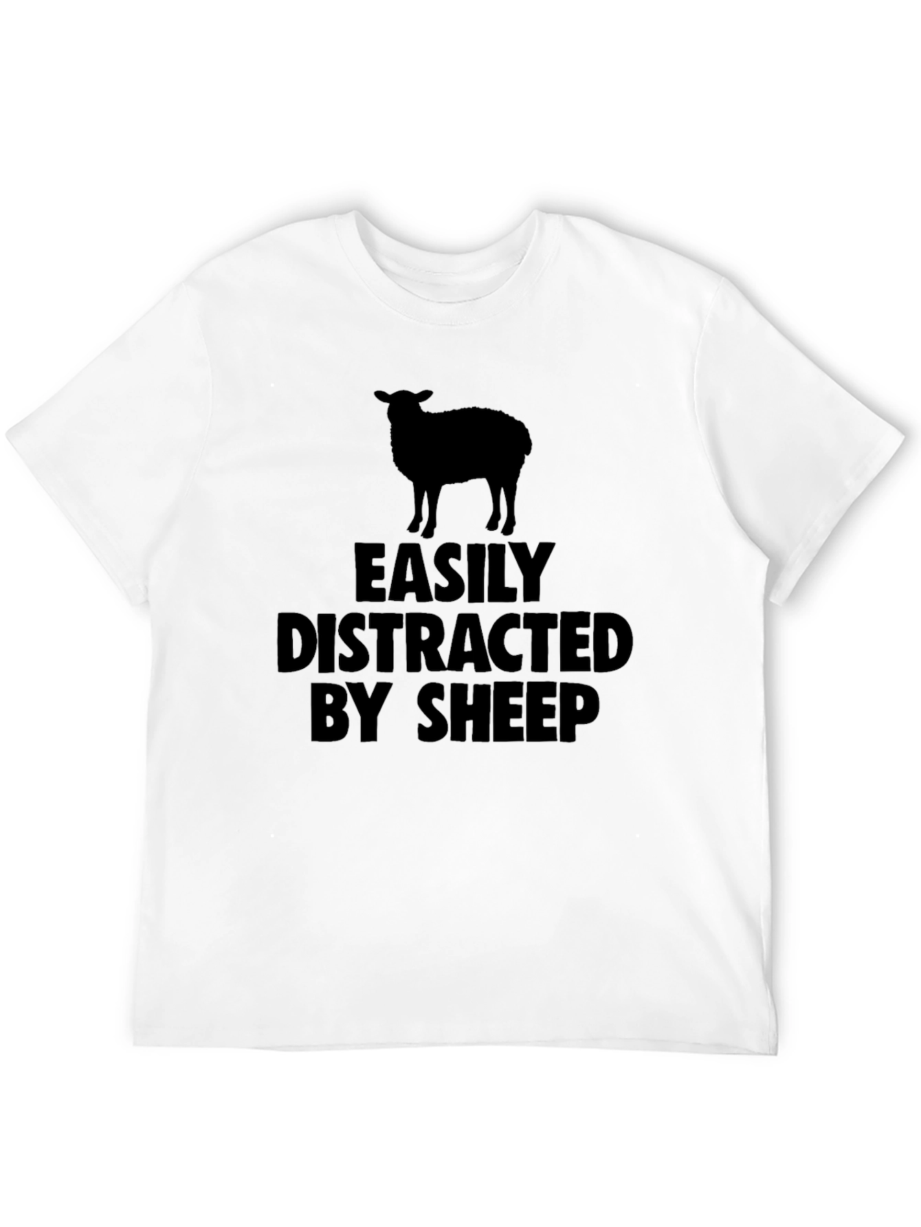 Black Easily Distracted By Sheep Black T-Shirt view 12