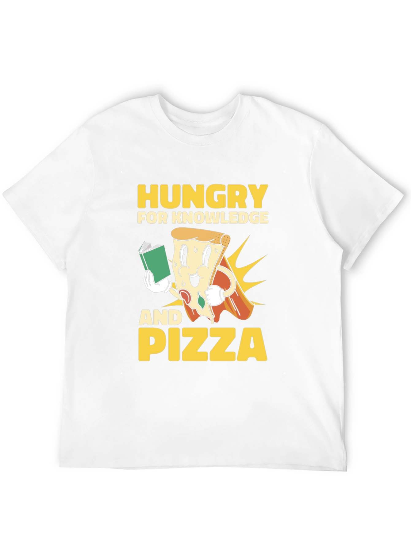 Black Hungry for Knowledge and Pizza T-Shirt view 12