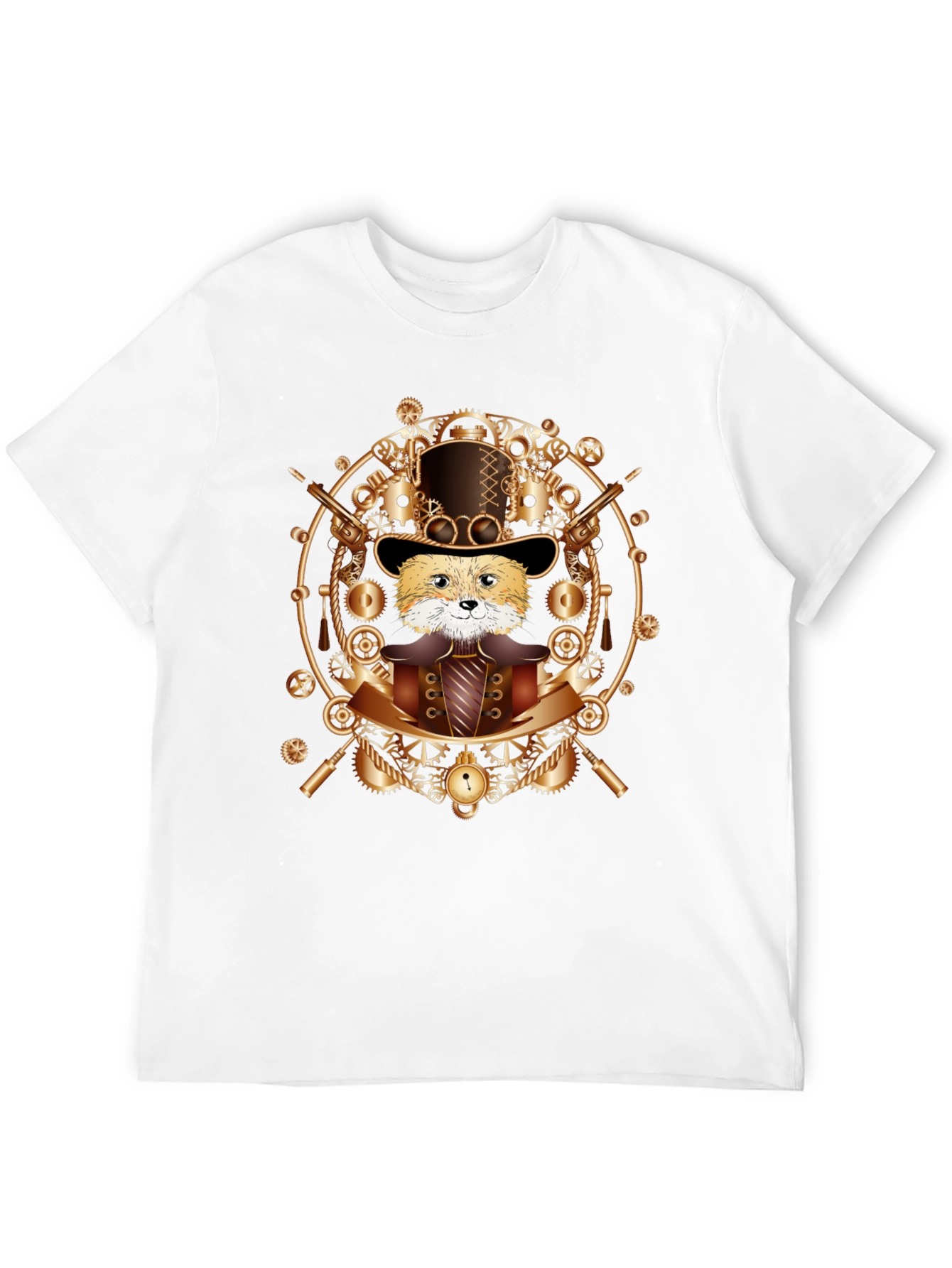 Black Steampunk Fox T-Shirt - Unique Graphic Tee view 12