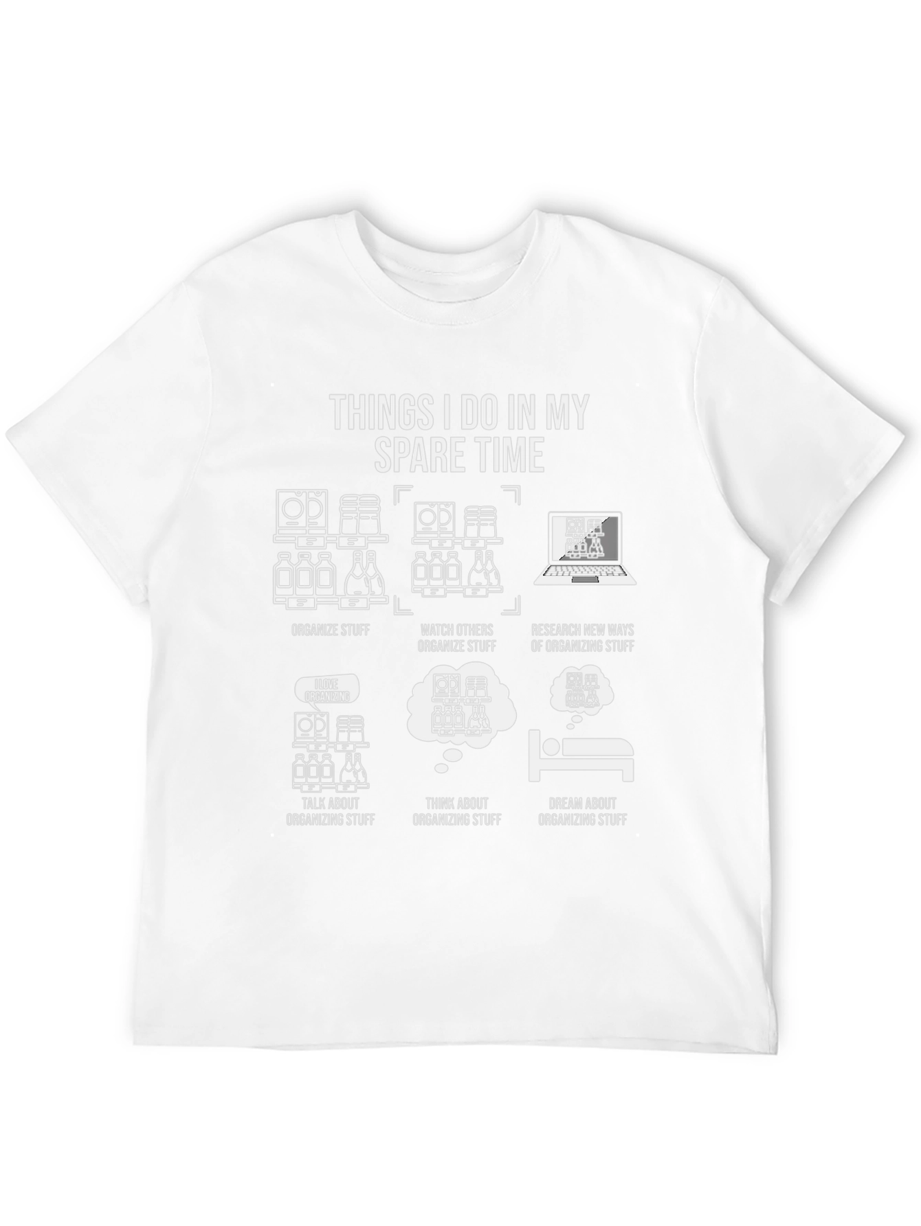 Black Organizing Humor T-Shirt: Spare Time Organizer view 12