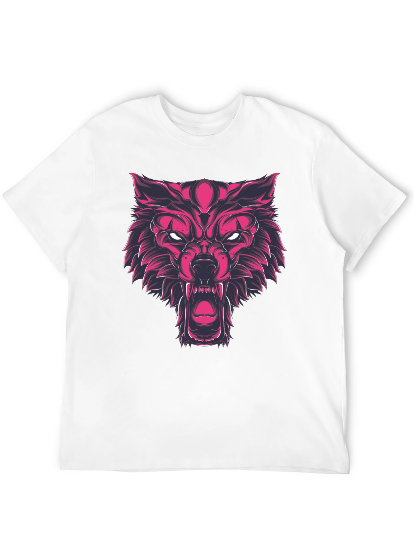 Black Fierce Wolf Graphic Print Black T-Shirt view 12