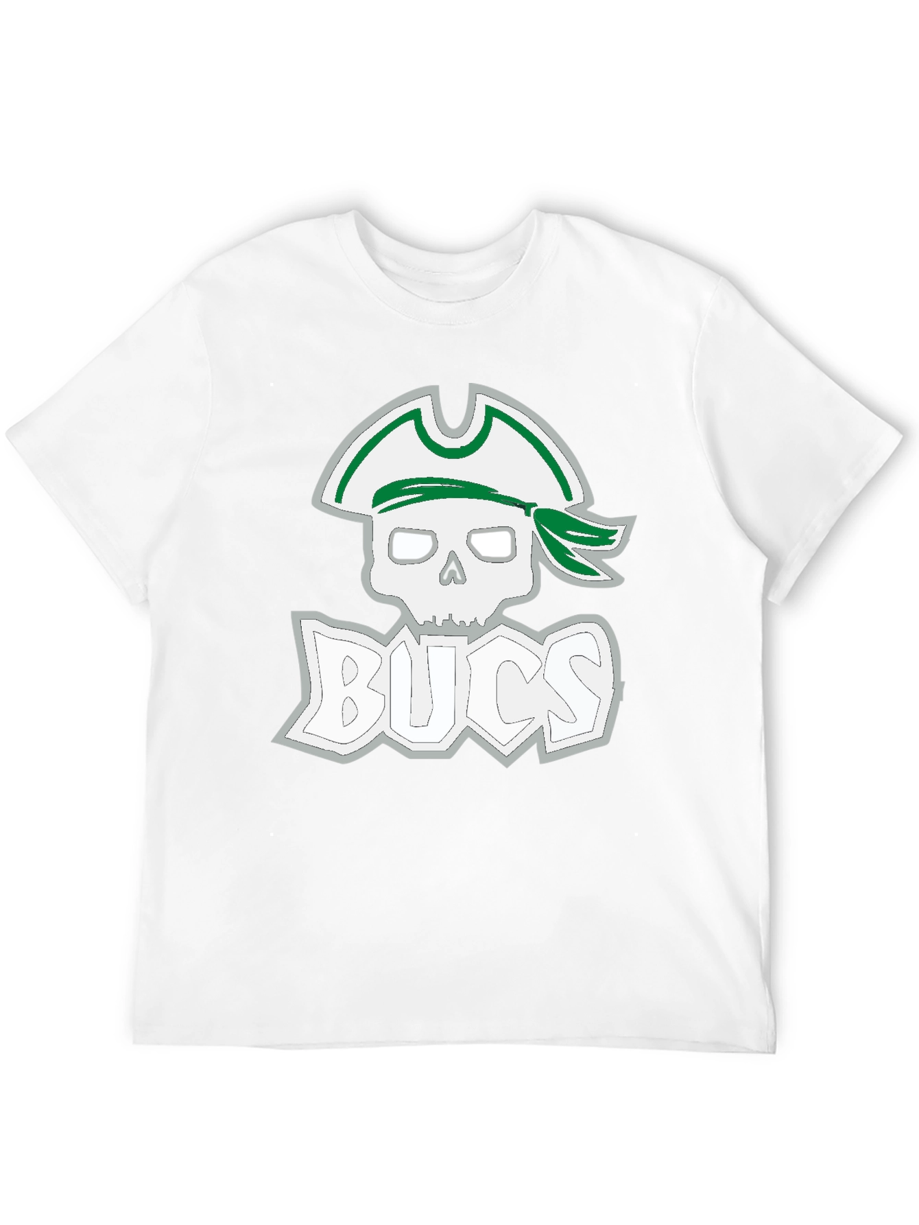 Black Men's Black T-Shirt with Pirate Skull & 'BUCS' Graphic view 12