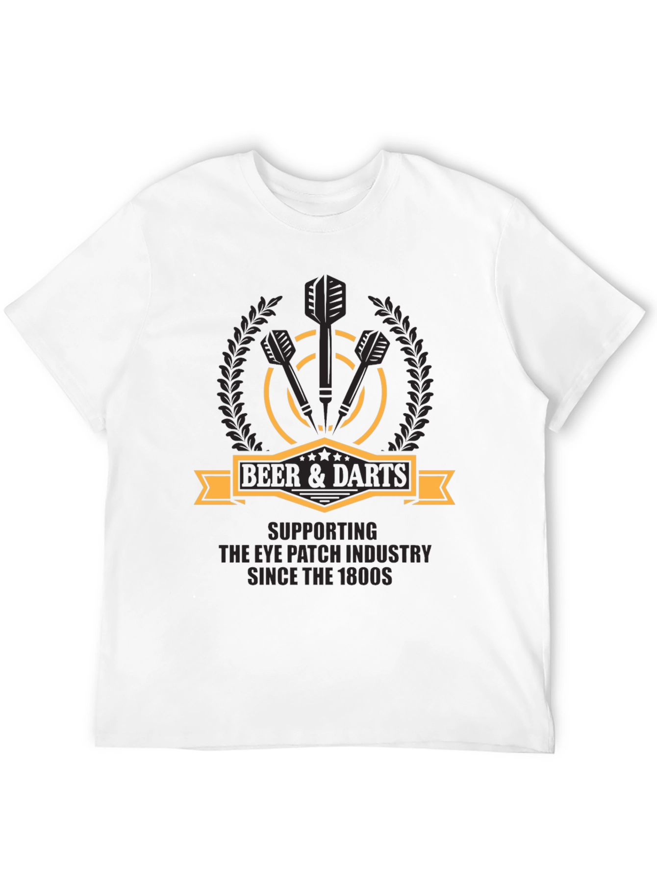 Black Beer & Darts T-Shirt - Eye Patch Industry Supporter view 12
