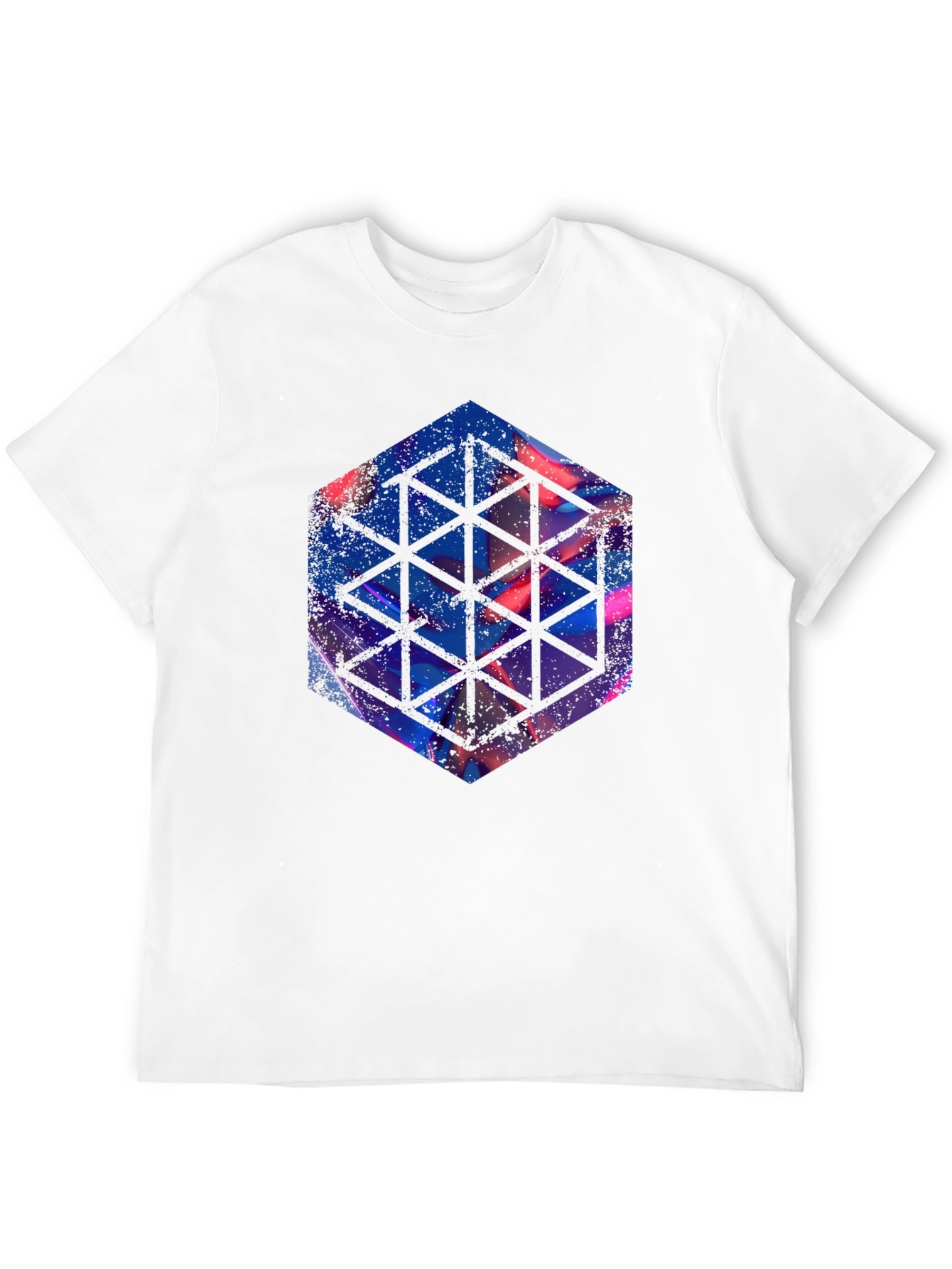 Black Geometric Hexagon Graphic Black T-Shirt view 12