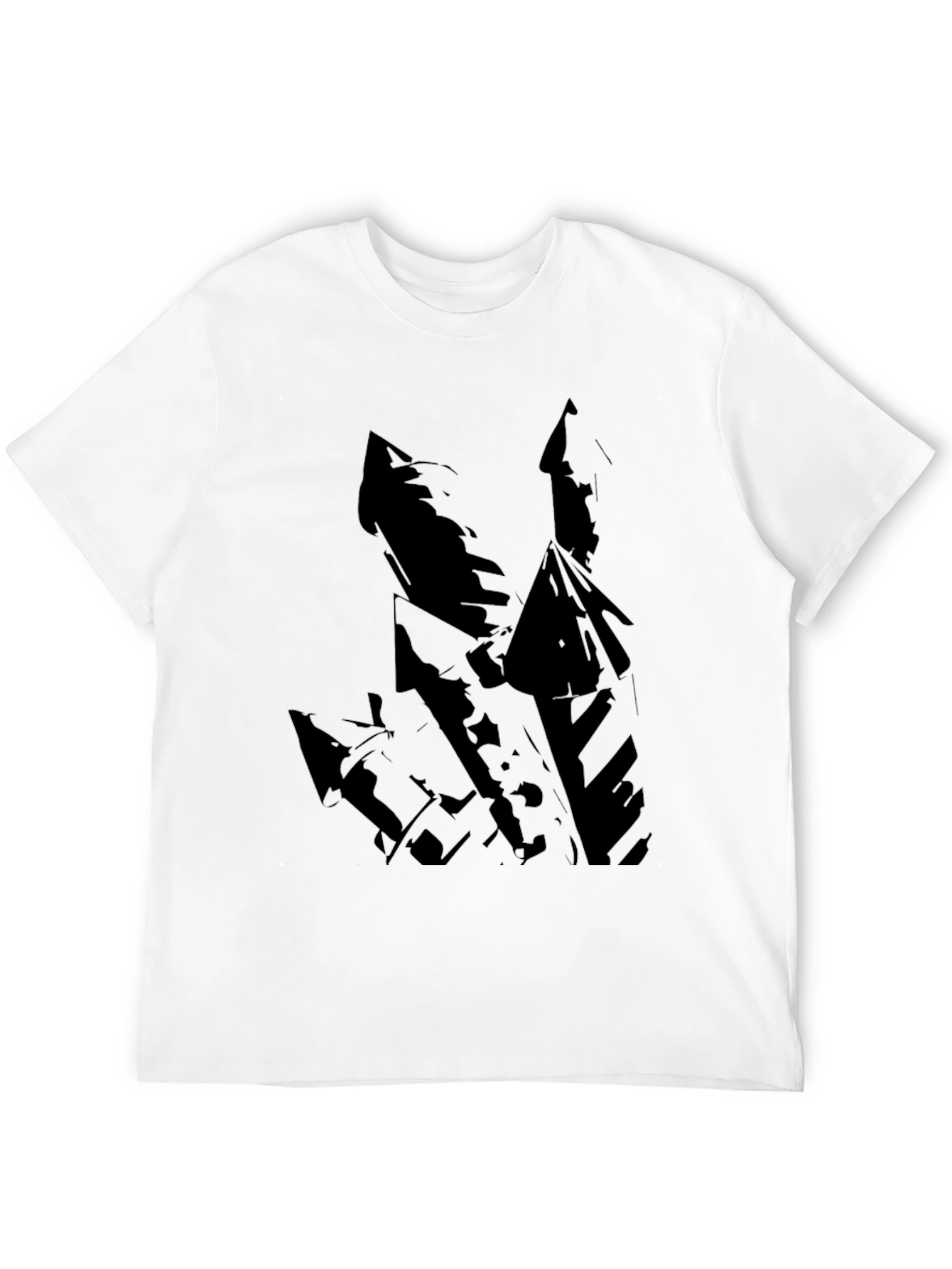 Black Men's Black T-Shirt with Abstract Castle Design view 12