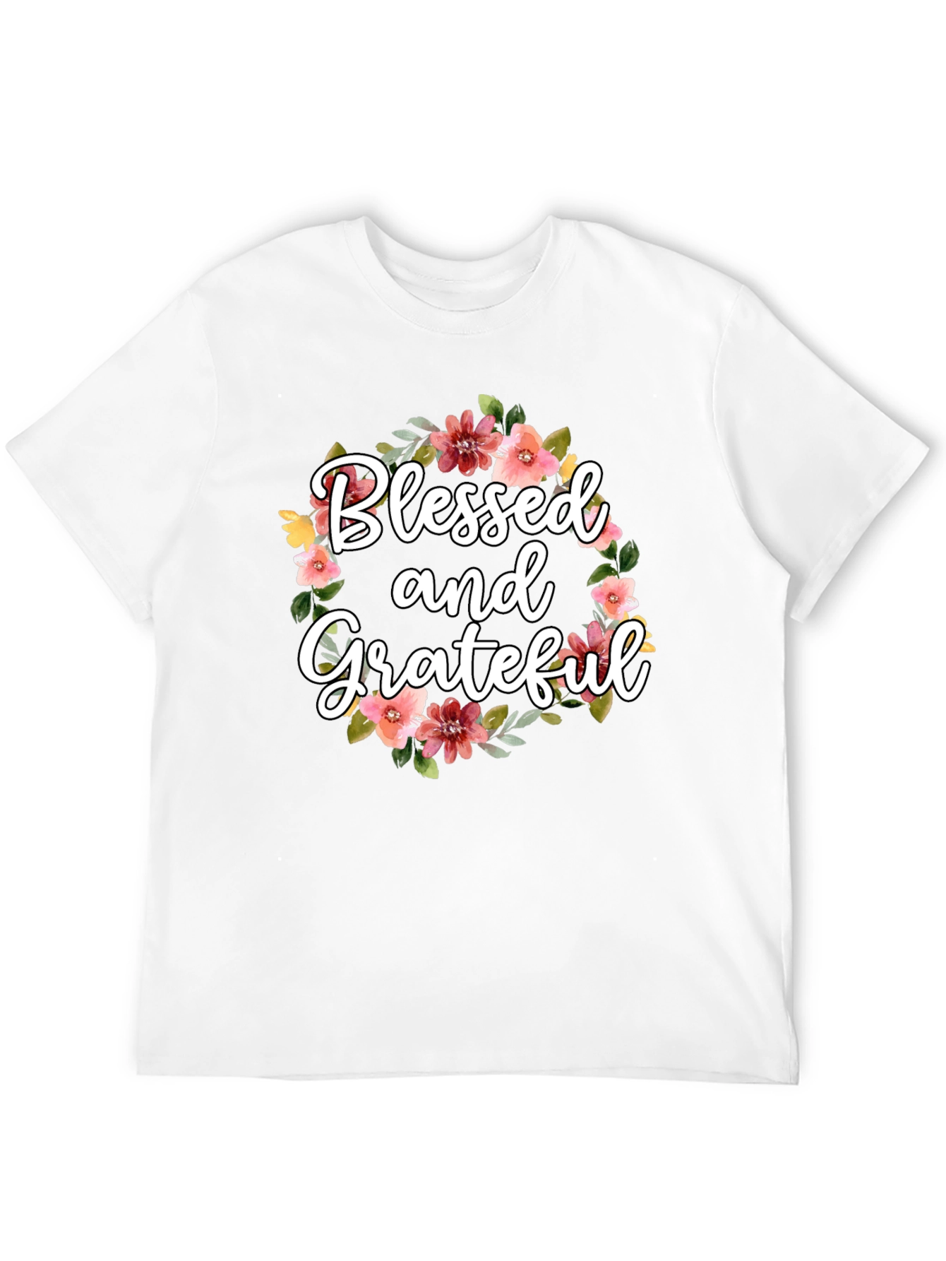 Black Blessed & Grateful Floral T-Shirt view 12