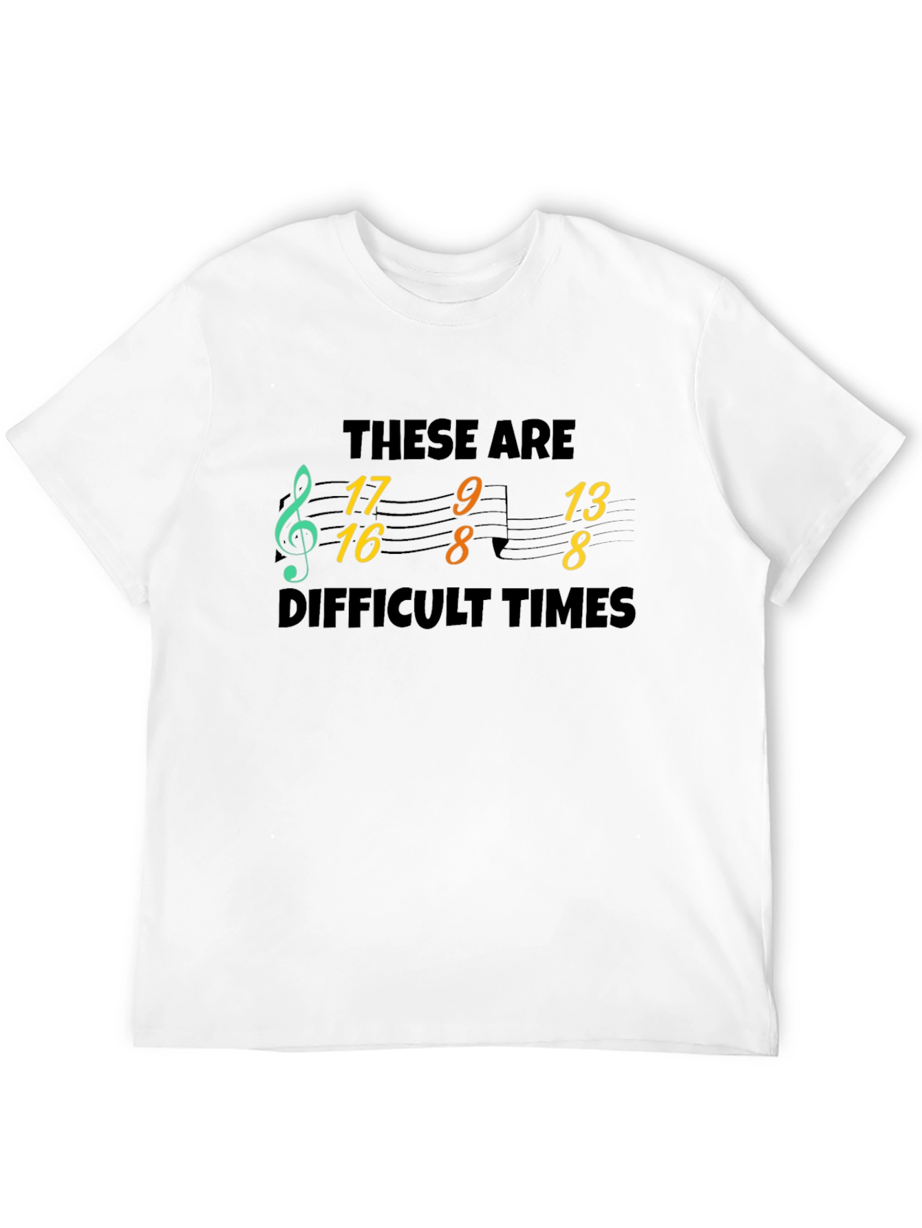 Black Difficult Times Music Note T-Shirt view 12