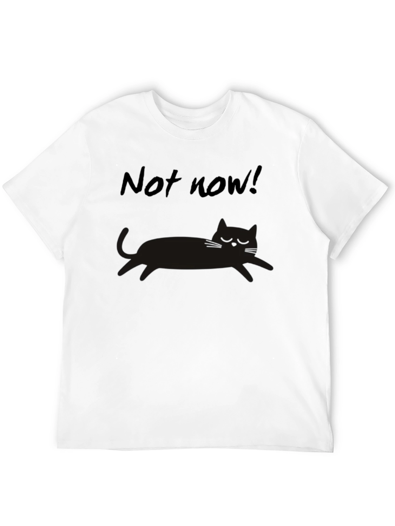 Black Not Now Cat Graphic Tee - Unisex Black T-Shirt view 12