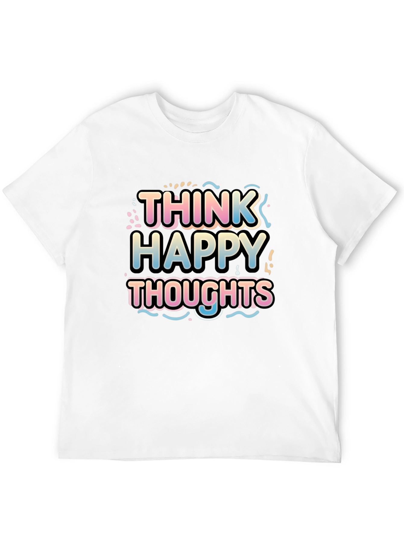 Black Think Happy Thoughts Graphic T-Shirt view 12