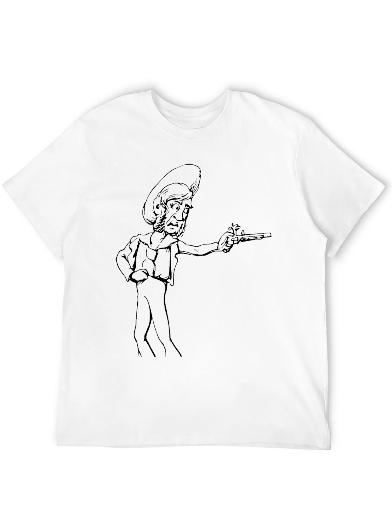 Black Cartoon Cowboy Graphic Tee - Black Cotton Blend view 12