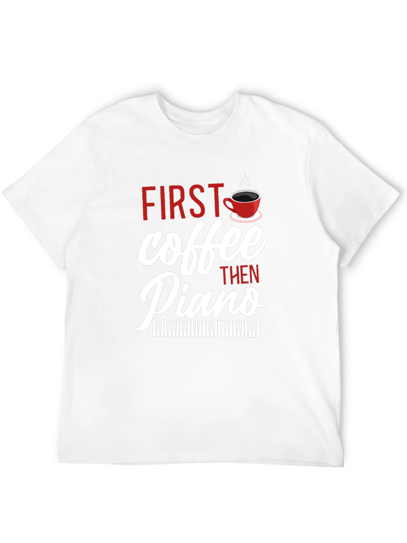 Black First Coffee Then Piano - Black T-Shirt view 12