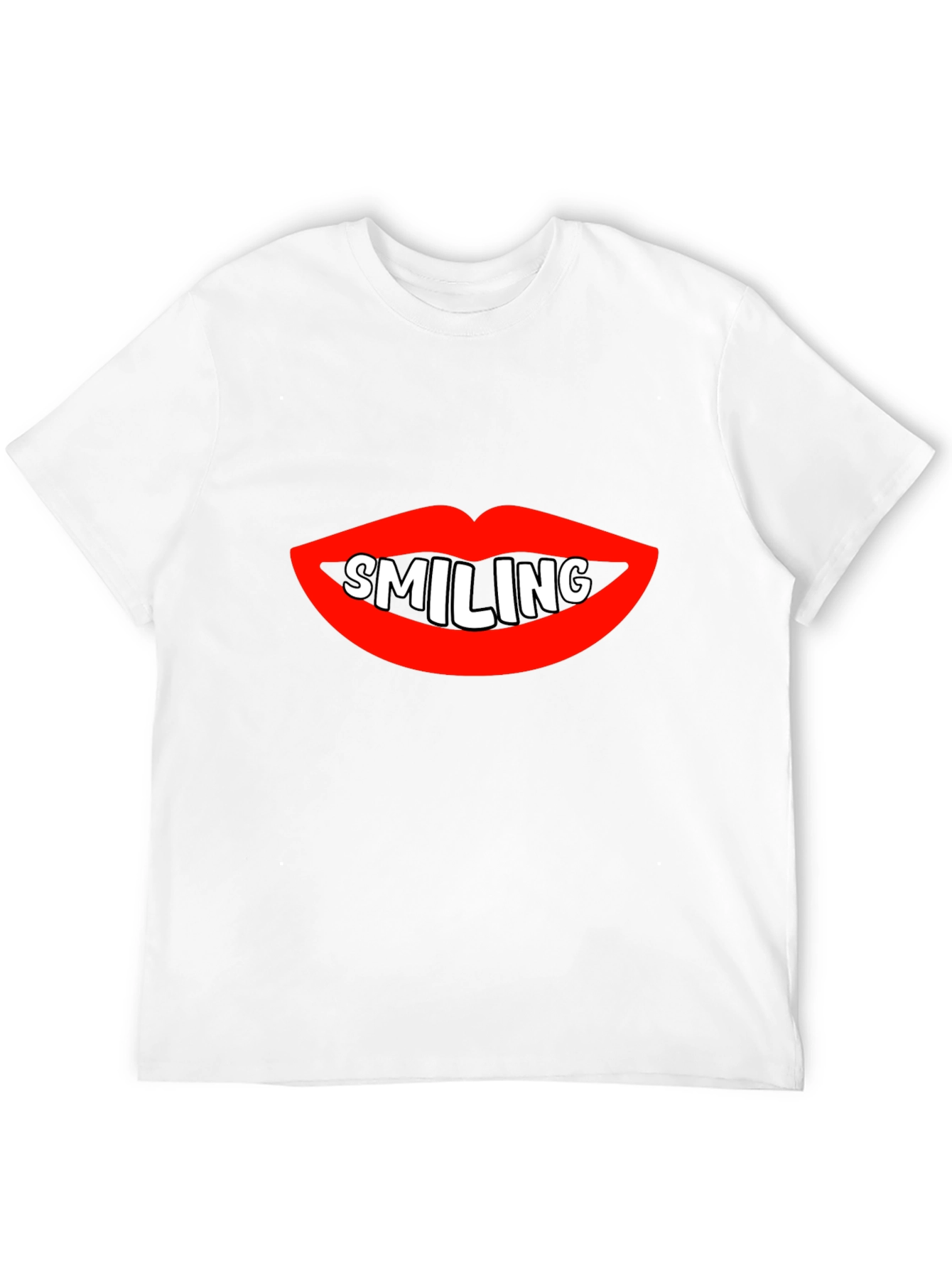 Black Smiling Lips Graphic Black T-Shirt view 12