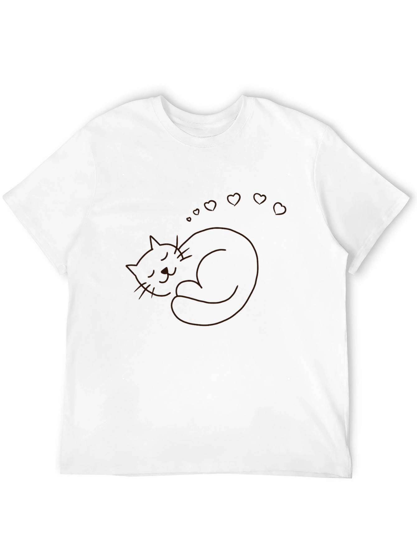 Black Sleeping Cat Heart Dreams T-Shirt view 12