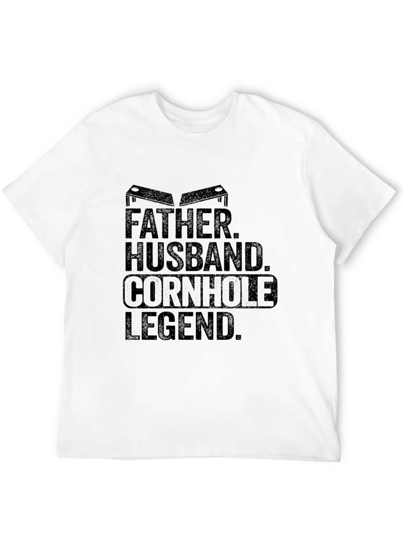 Black Father Husband Cornhole Legend Black T-Shirt view 12
