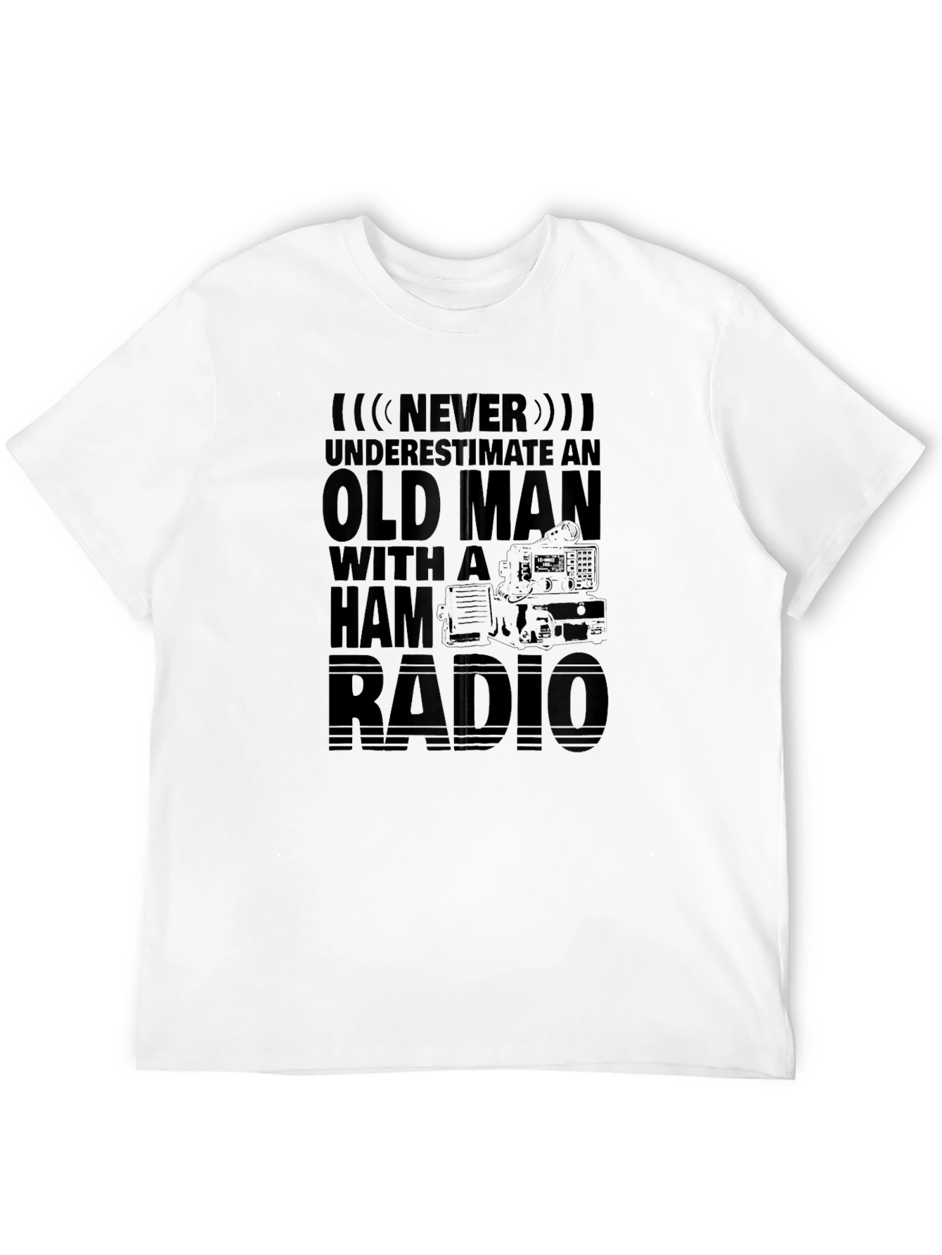 Black Old Man Ham Radio Black T-Shirt view 12