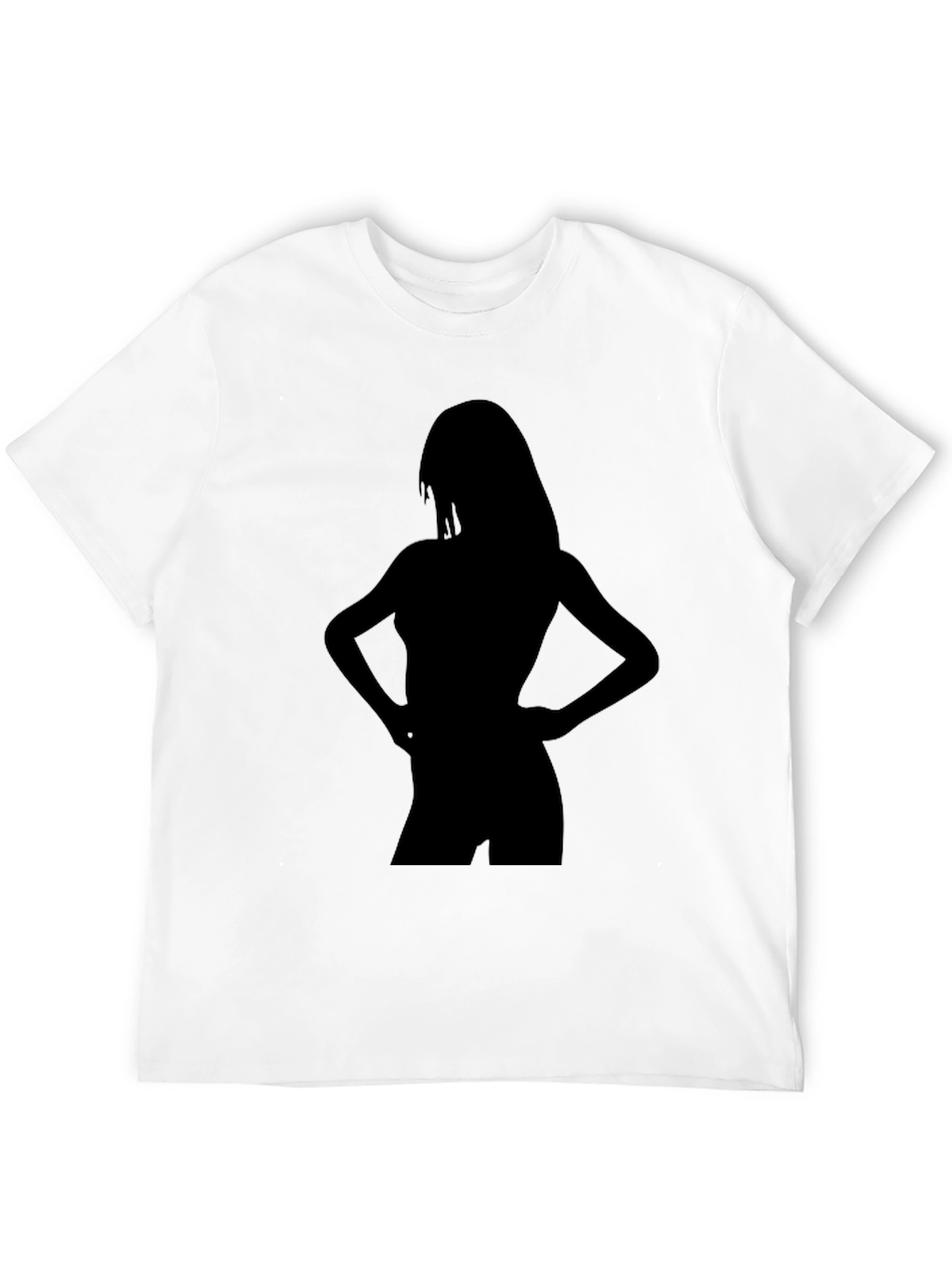 Black Silhouette Graphic Tee - Sleek Black Cotton T-Shirt view 12