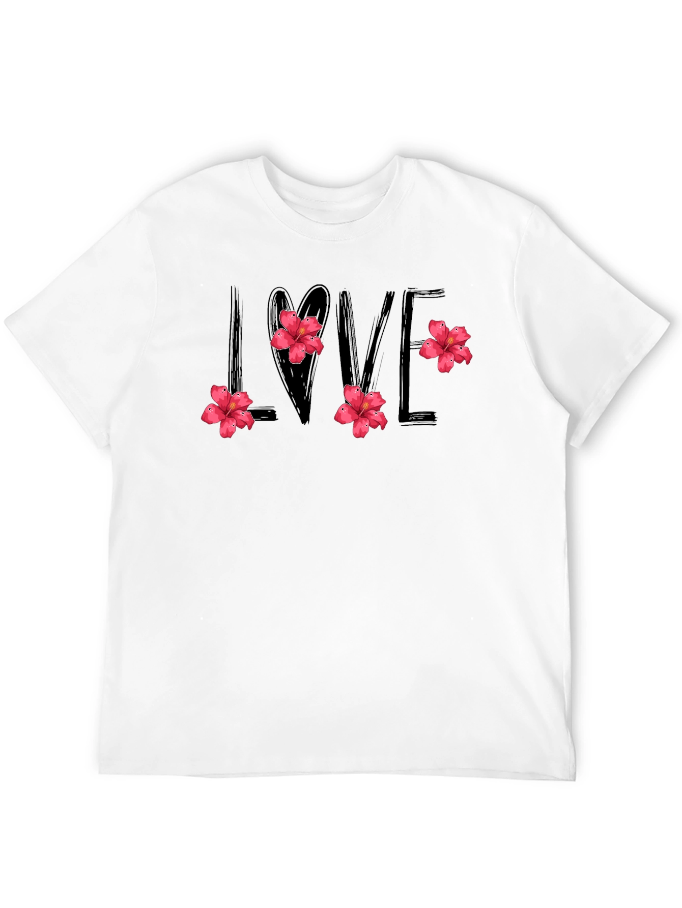 Black Love Floral Graphic Tee - Stylish Black Shirt view 12