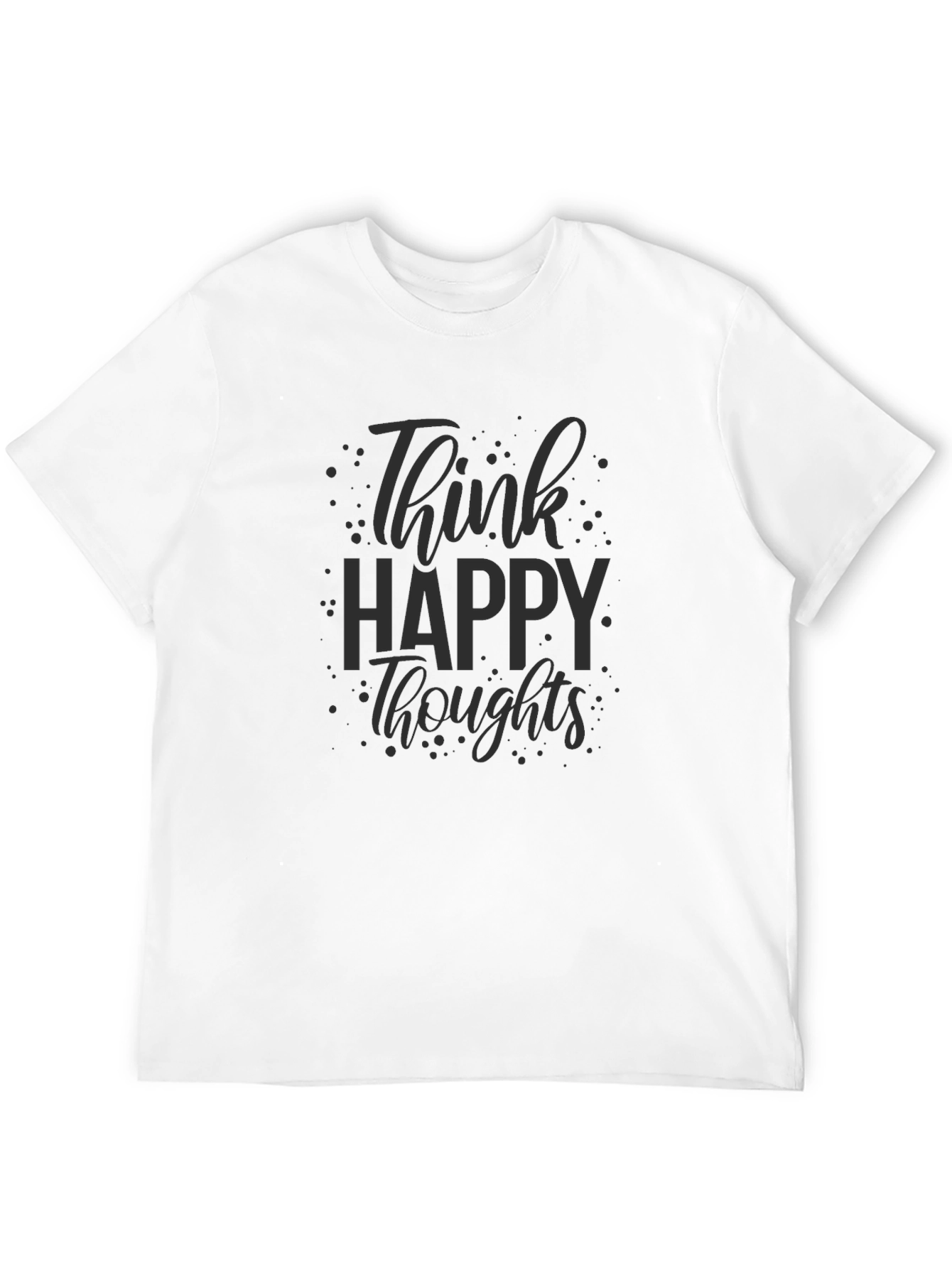 Black Think Happy Thoughts Black Graphic T-Shirt view 12