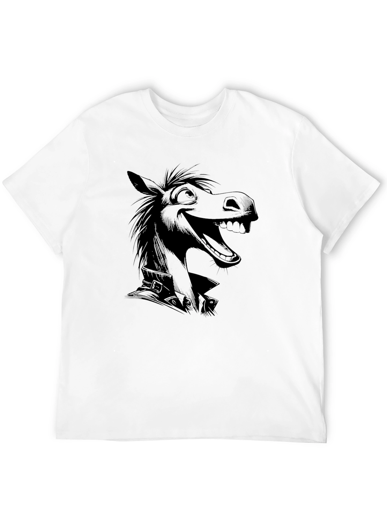 Black Cartoon Donkey Graphic Black T-Shirt view 12