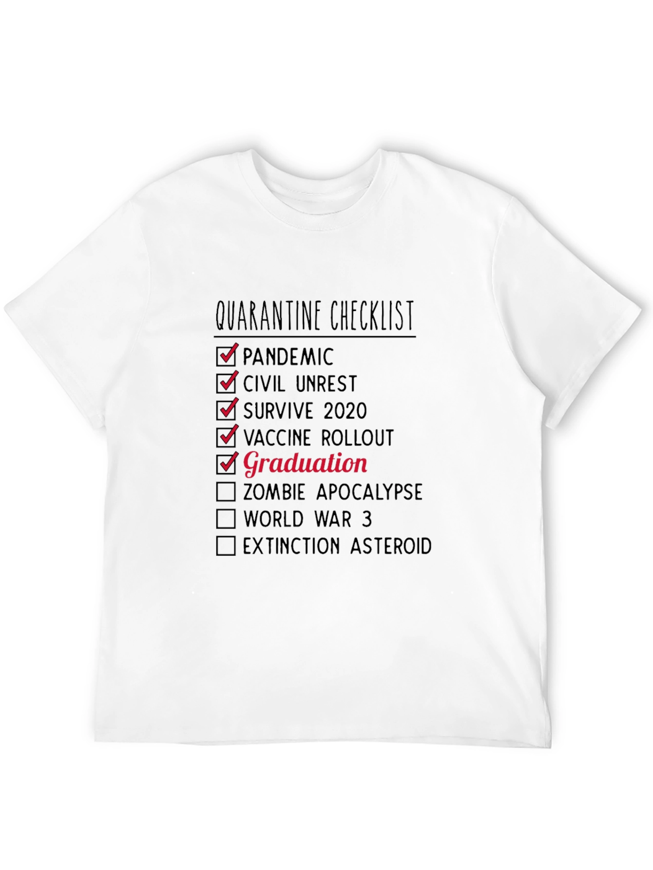 Black Quarantine Graduation Checklist T-Shirt view 12