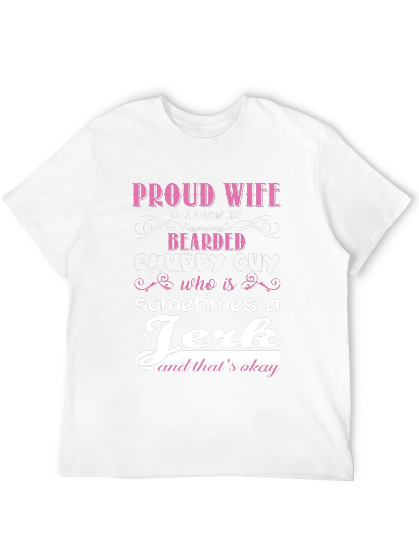 Black Proud Wife Bearded Chubby Guy Humor T-Shirt view 12