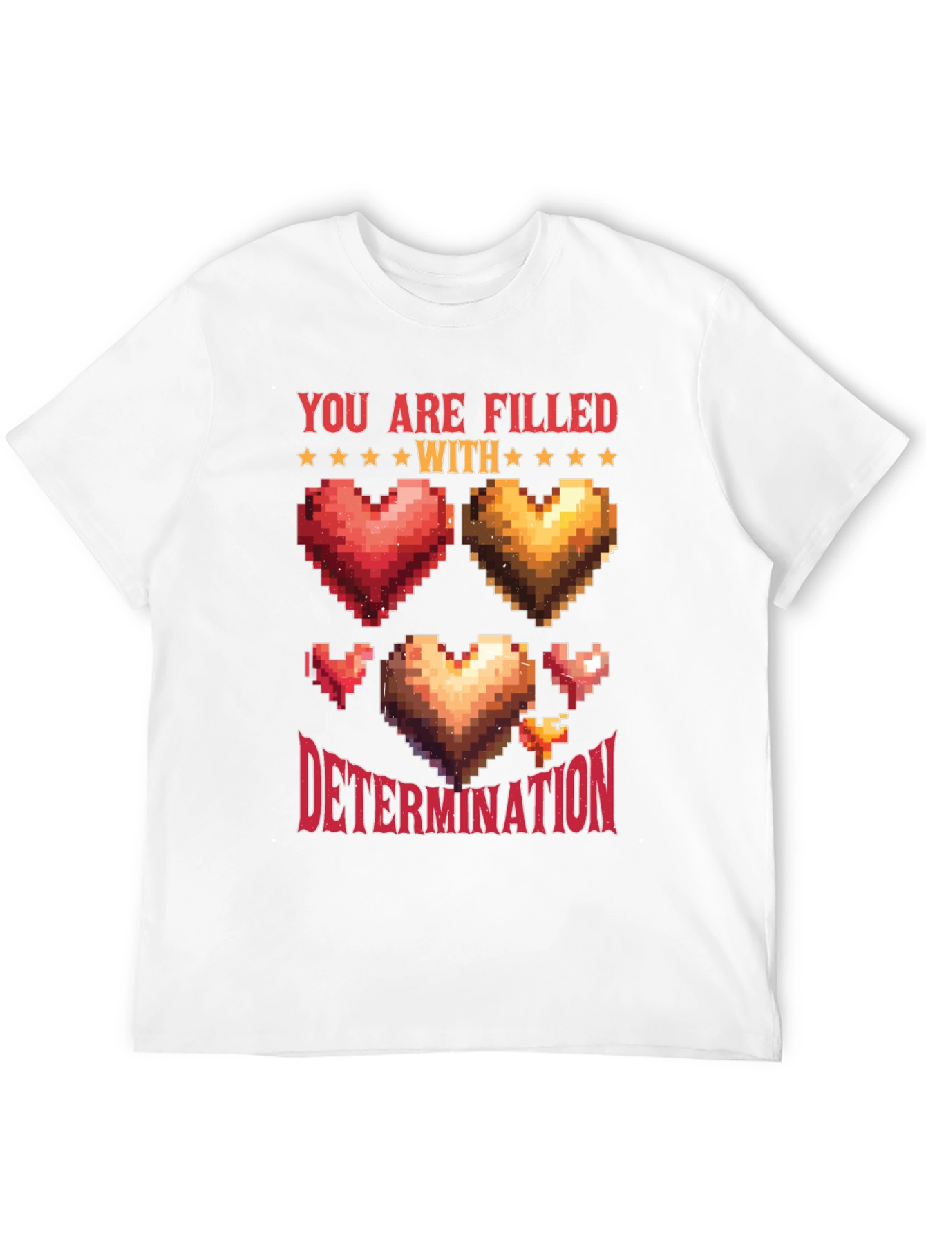 Black Pixel Heart Determination Graphic T-Shirt view 12