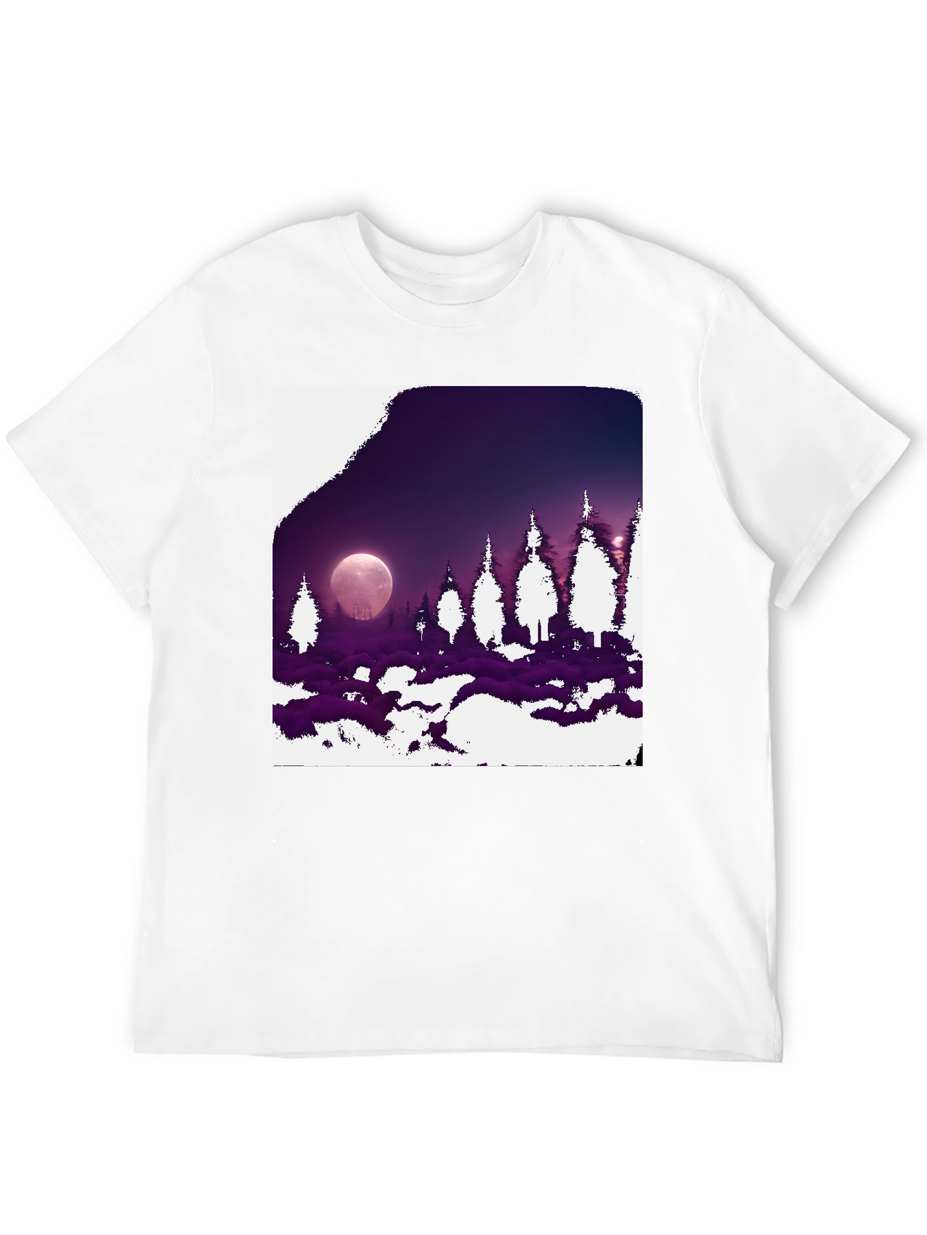 Black Lunar Forest Graphic Tee - Black Cotton Blend view 12