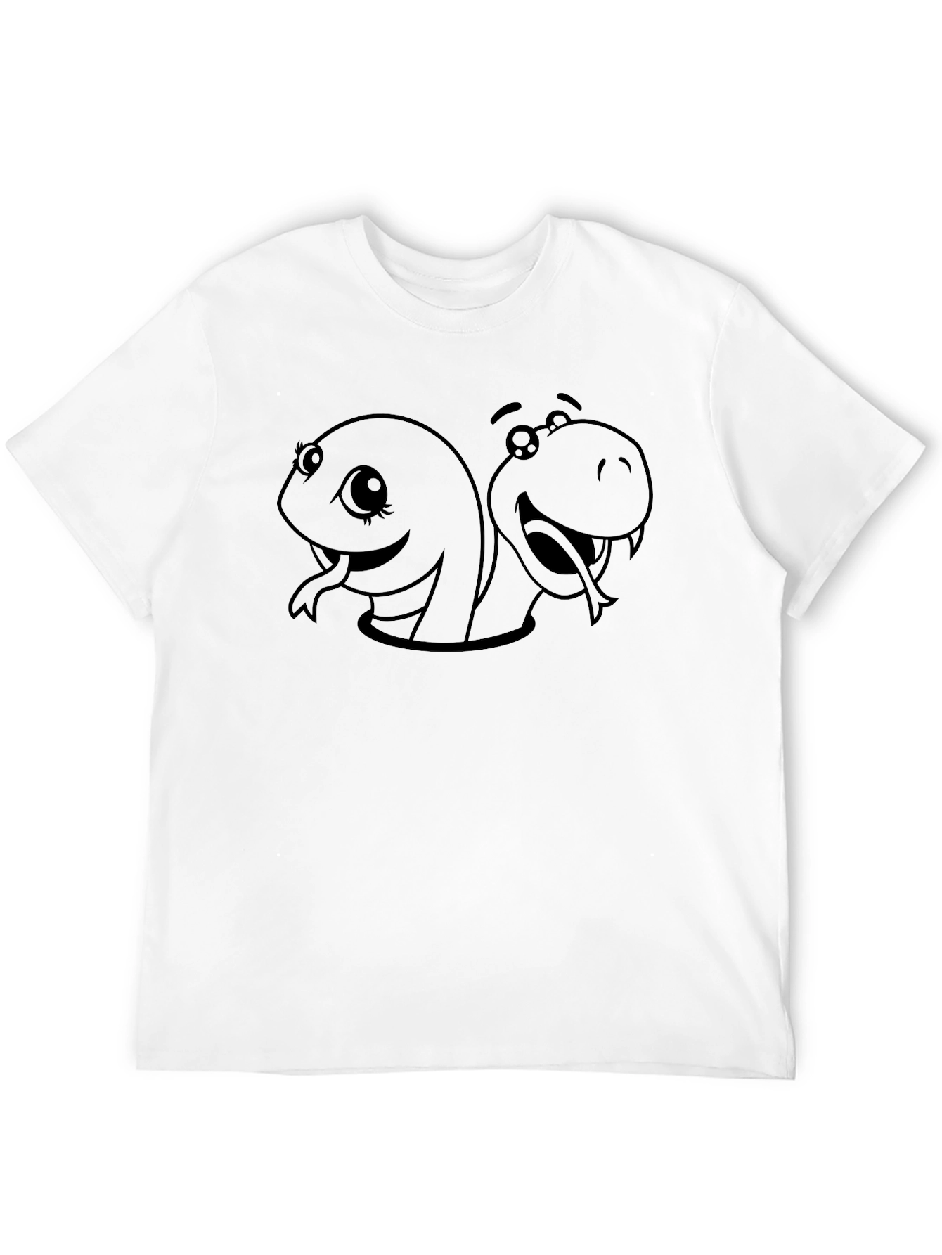 Black Cartoon Snakes Graphic Black T-Shirt view 12