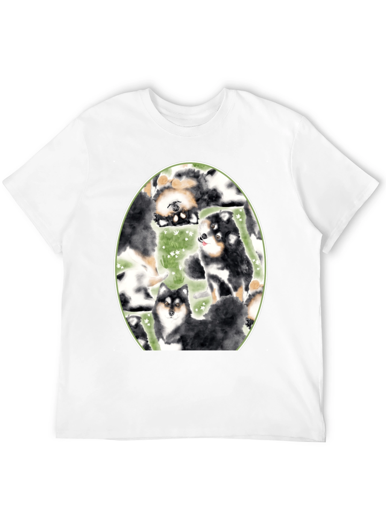 Black Dog Lover's T-Shirt: Cute Canine Pattern, Black view 12