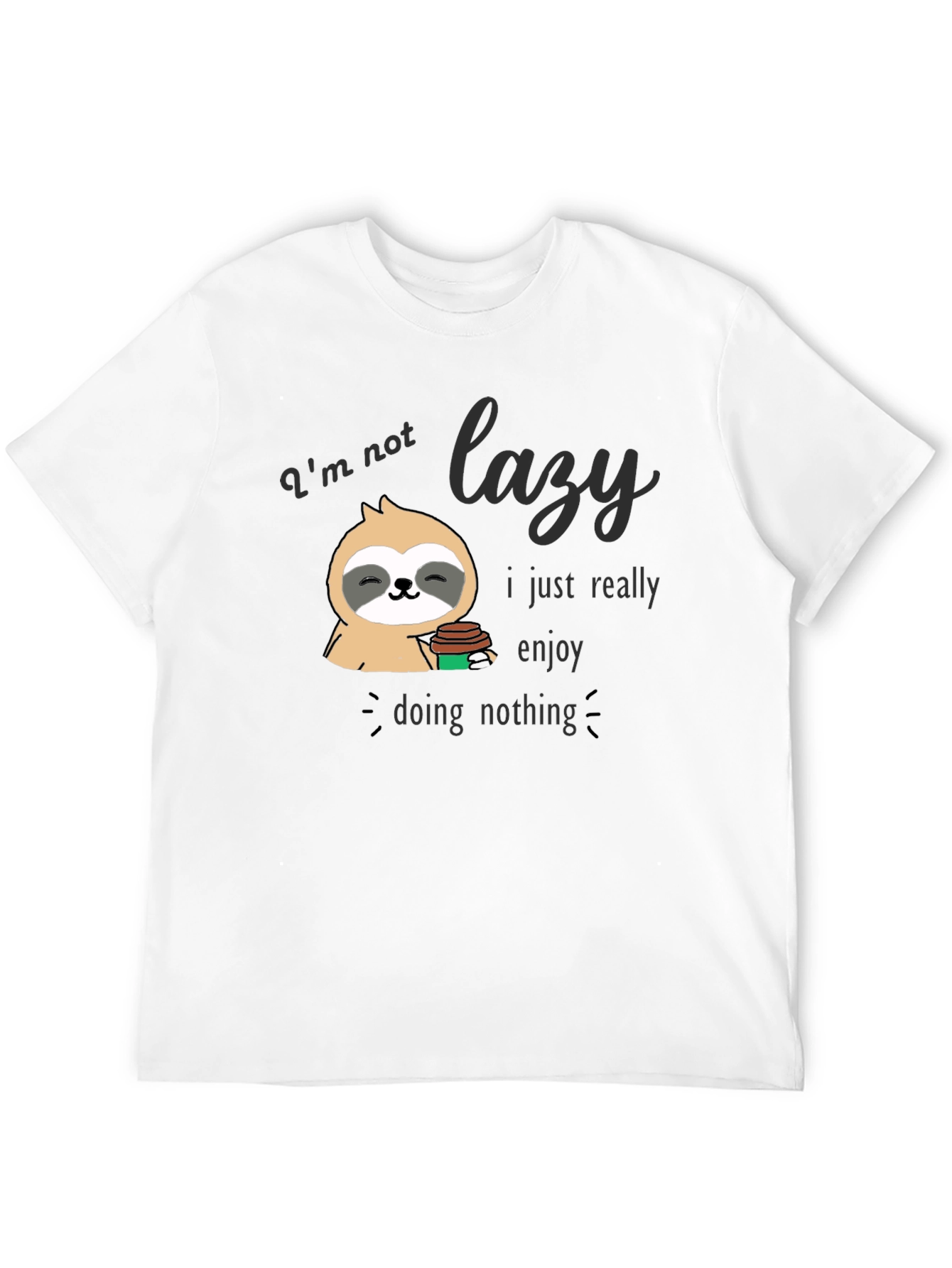 Black Lazy Sloth Graphic T-Shirt - Enjoy Doing Nothing Tee view 12