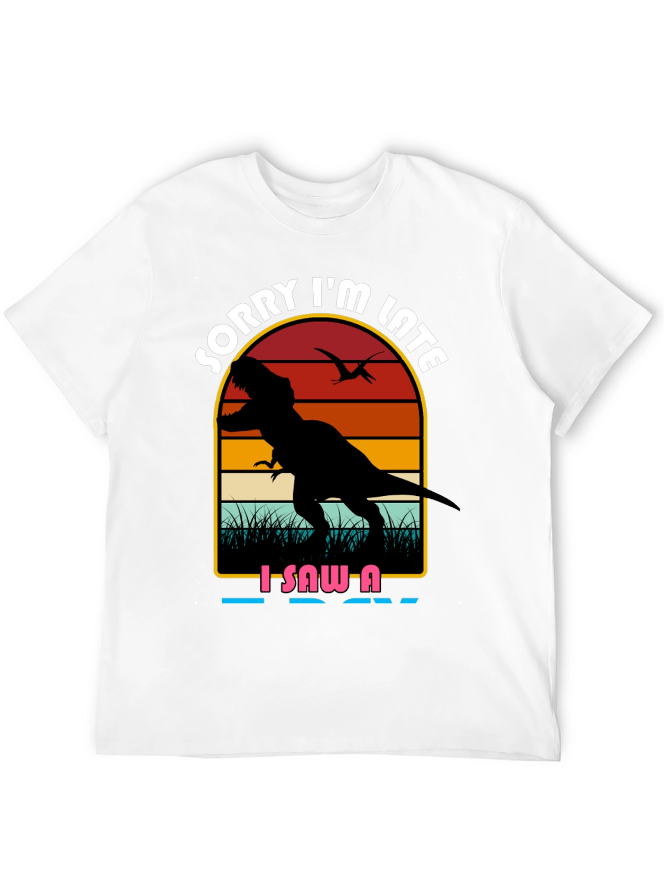 Black Sorry I'm Late Dinosaur Graphic Tee view 12