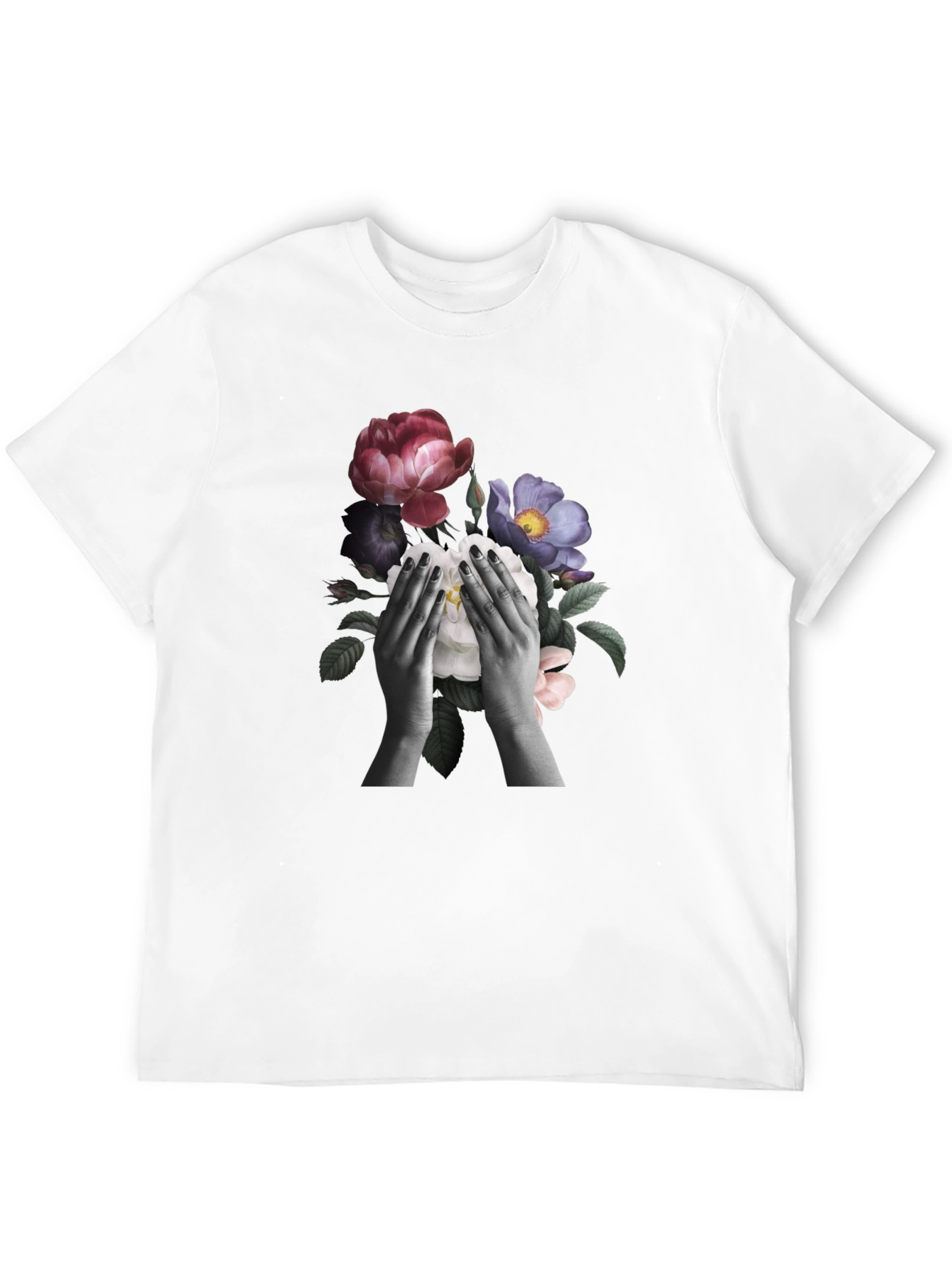 Floral Hands Graphic T-Shirt - Black - 12