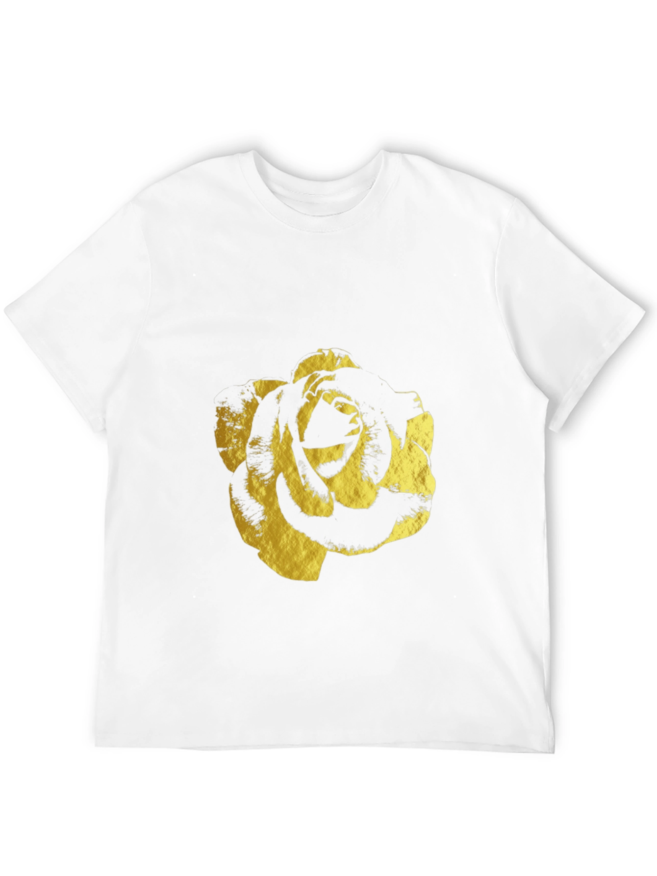 Black Black T-Shirt with Gold Rose Print - Modern & Stylish view 12