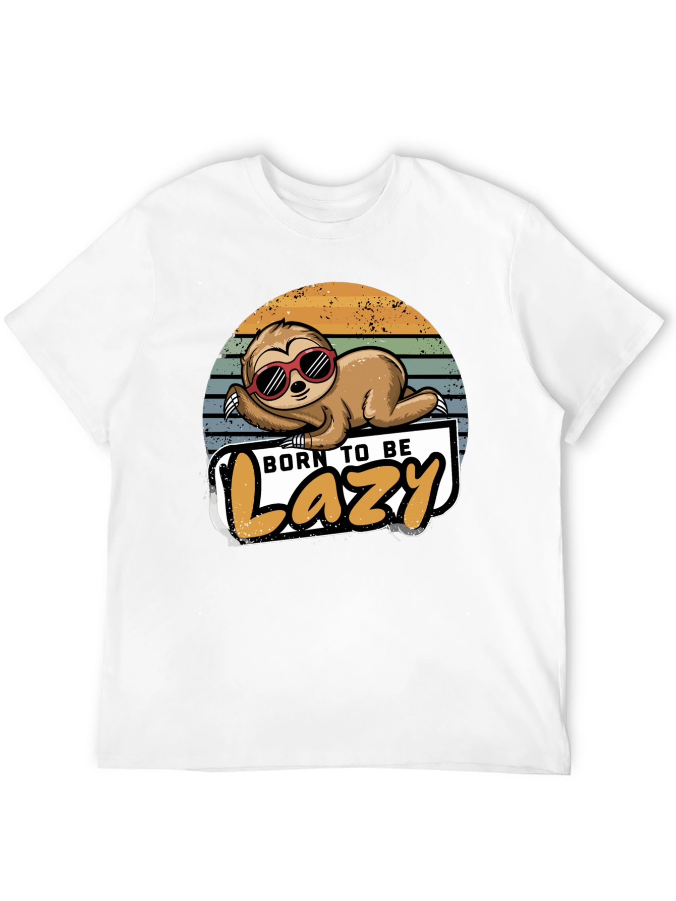 Black Born to Be Lazy Sloth Graphic T-Shirt view 12