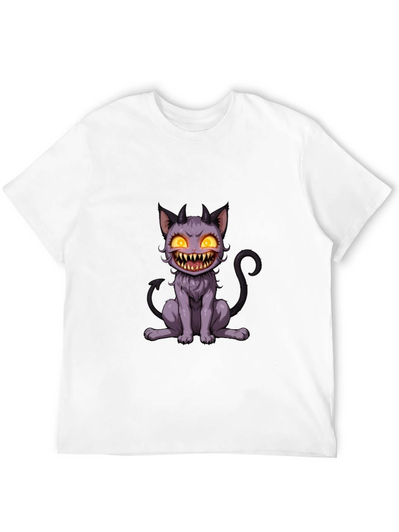 Black Monster Cat Graphic Tee - Black Cotton T-Shirt view 12