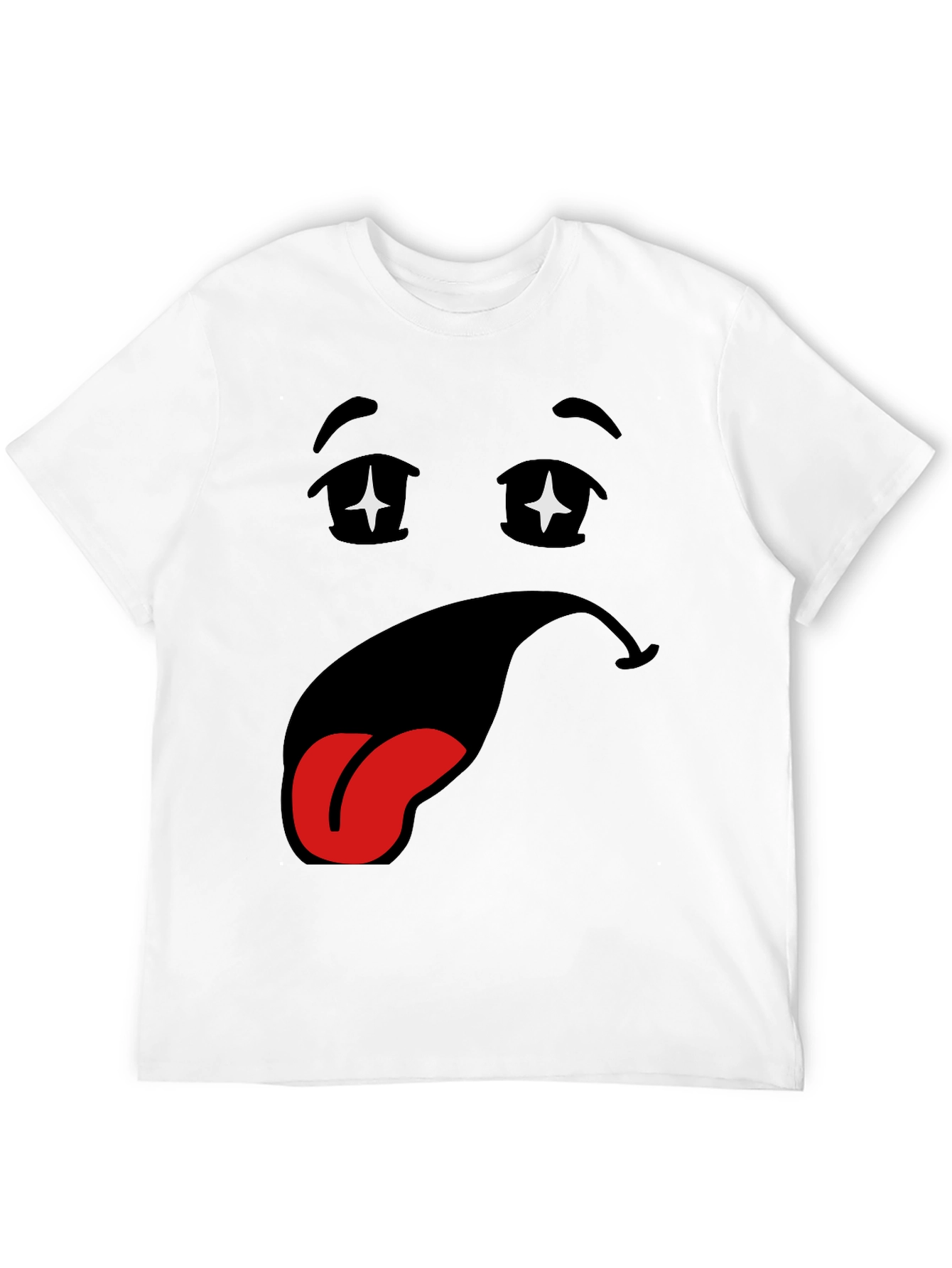 Black Funny Cartoon Face Black T-Shirt view 12