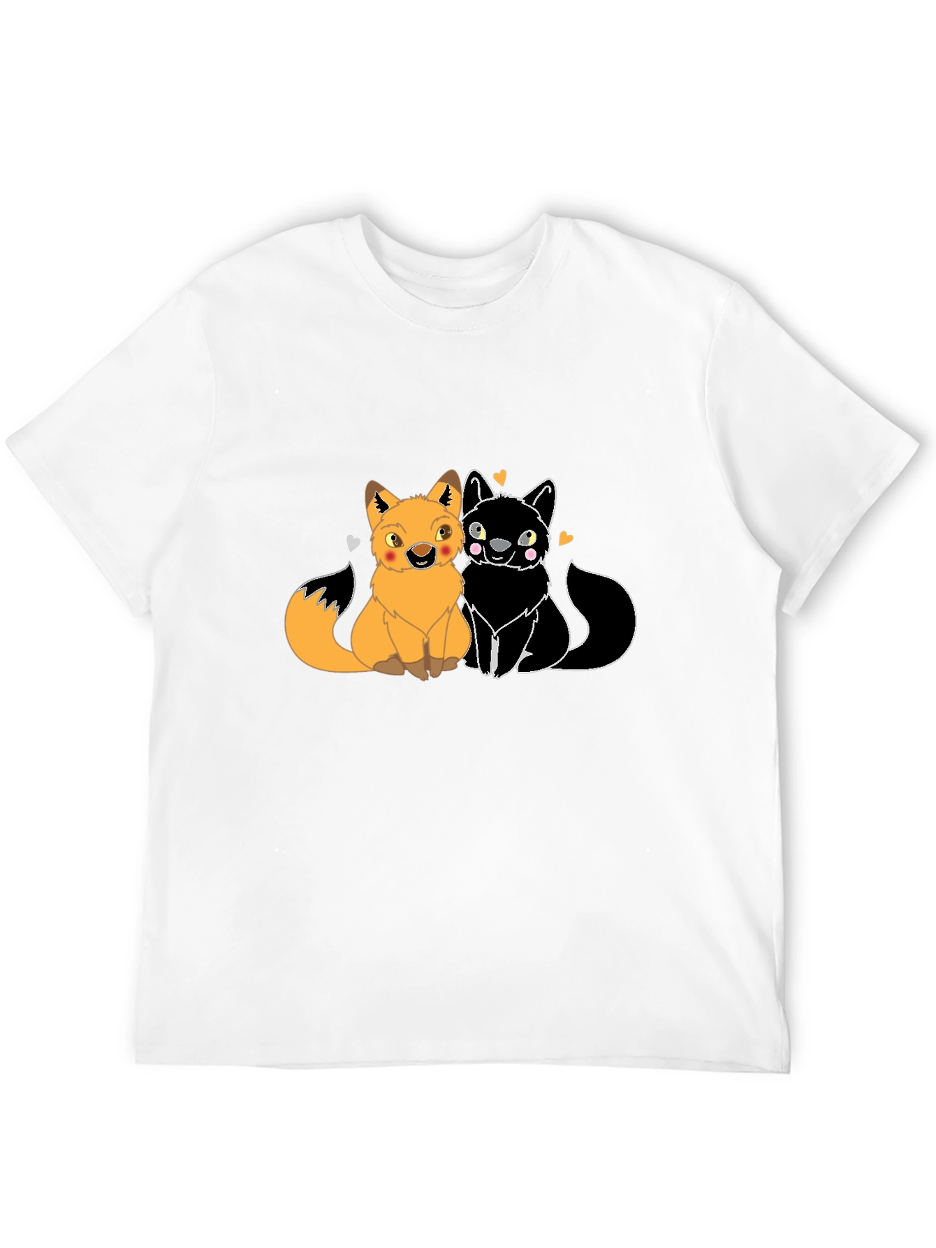 Black Cute Foxes in Love Graphic T-Shirt - Black view 12