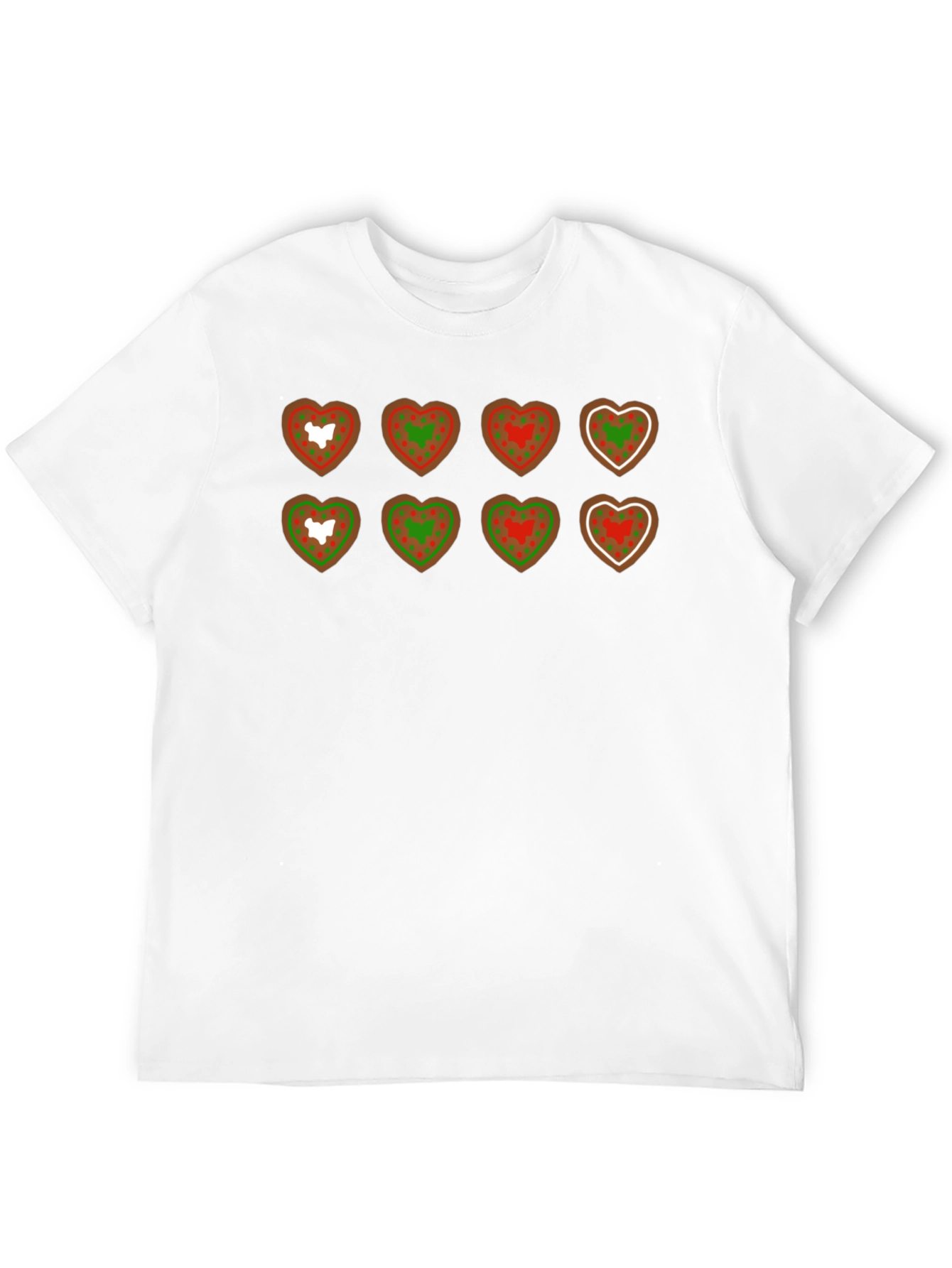 Black Heart Cookie Pattern Black T-Shirt view 12