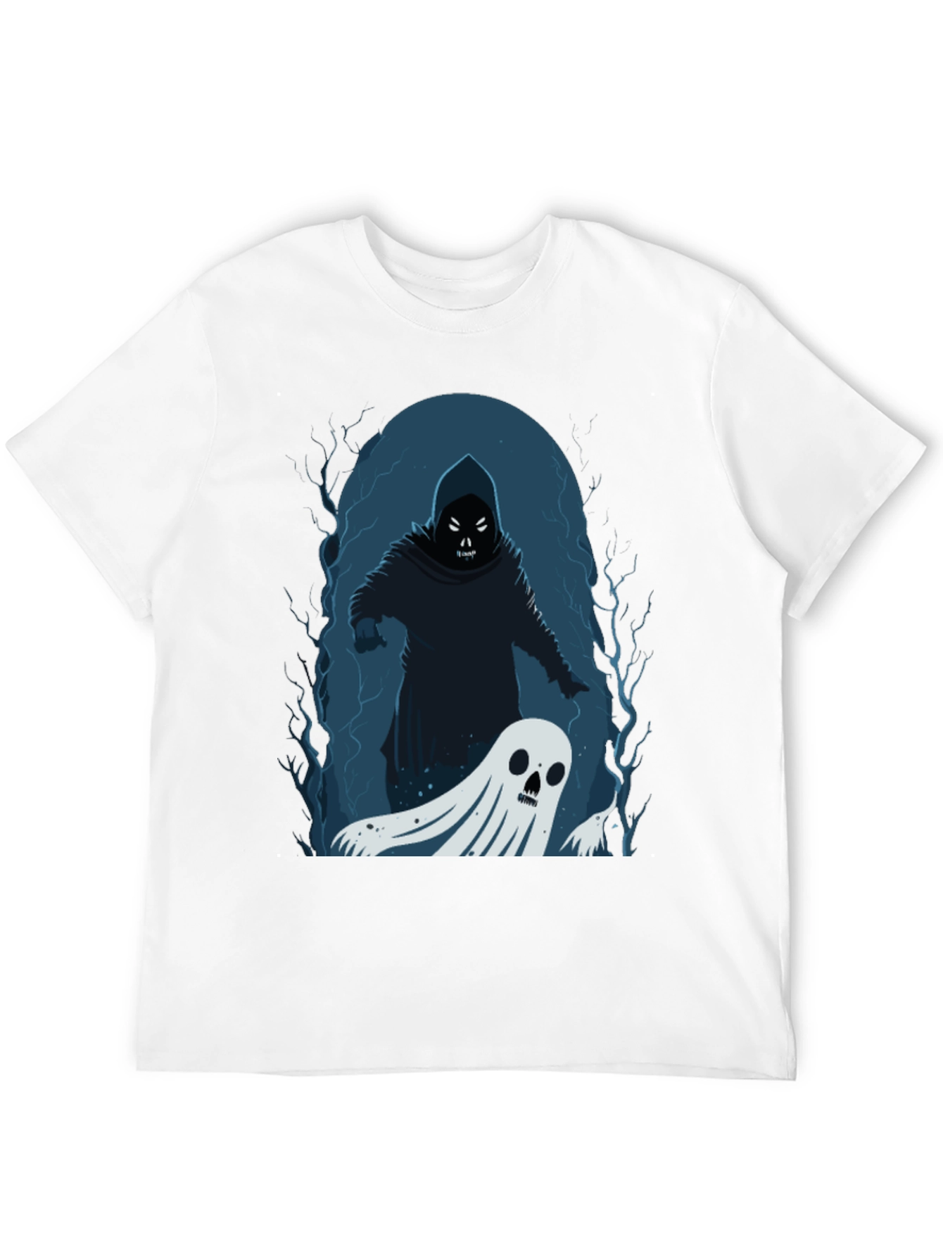 Black Spooky Grim Reaper & Ghost Black T-Shirt view 12