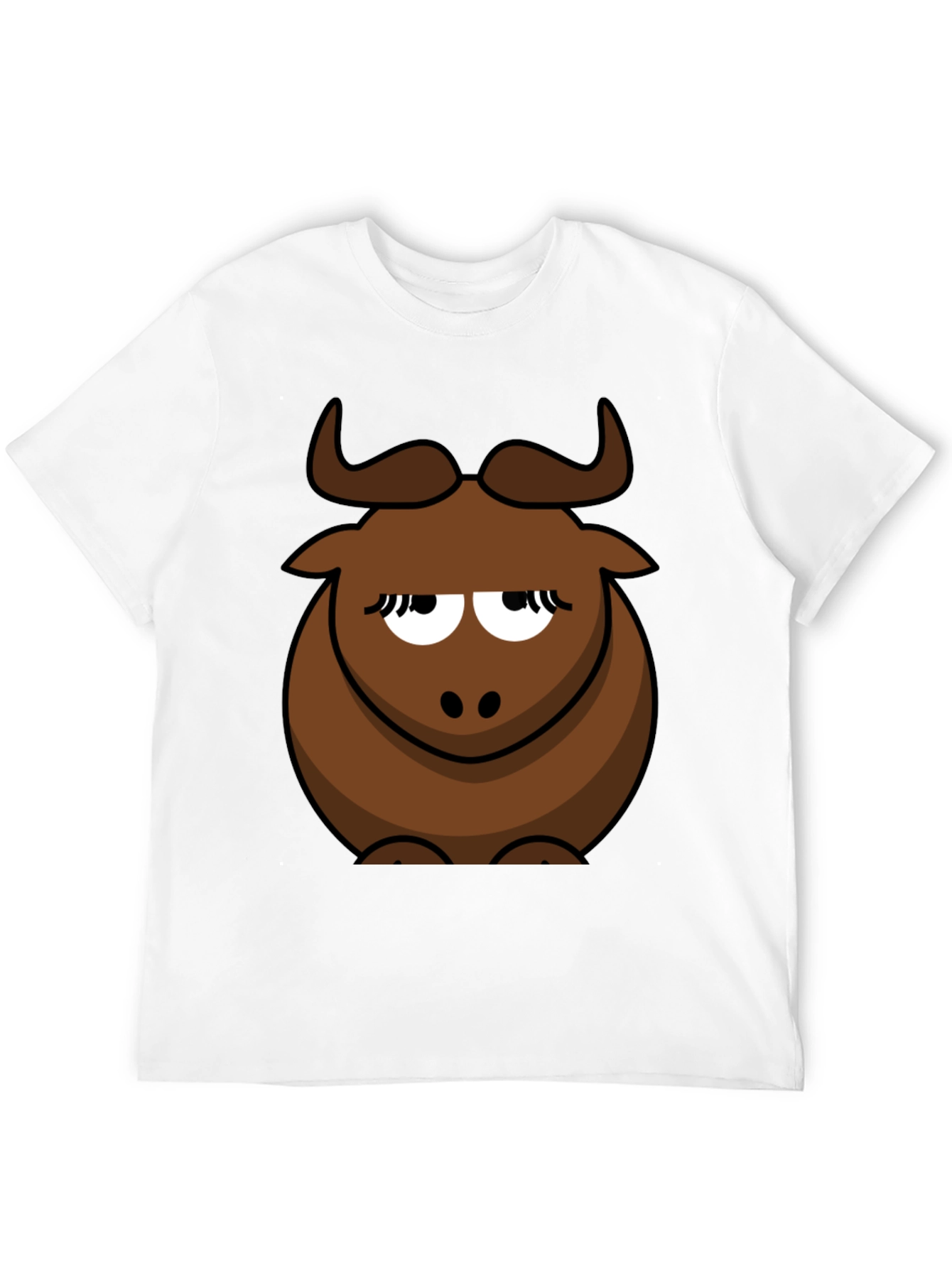 Black Funny Cartoon Bull Graphic T-Shirt - Unisex Black Tee view 12