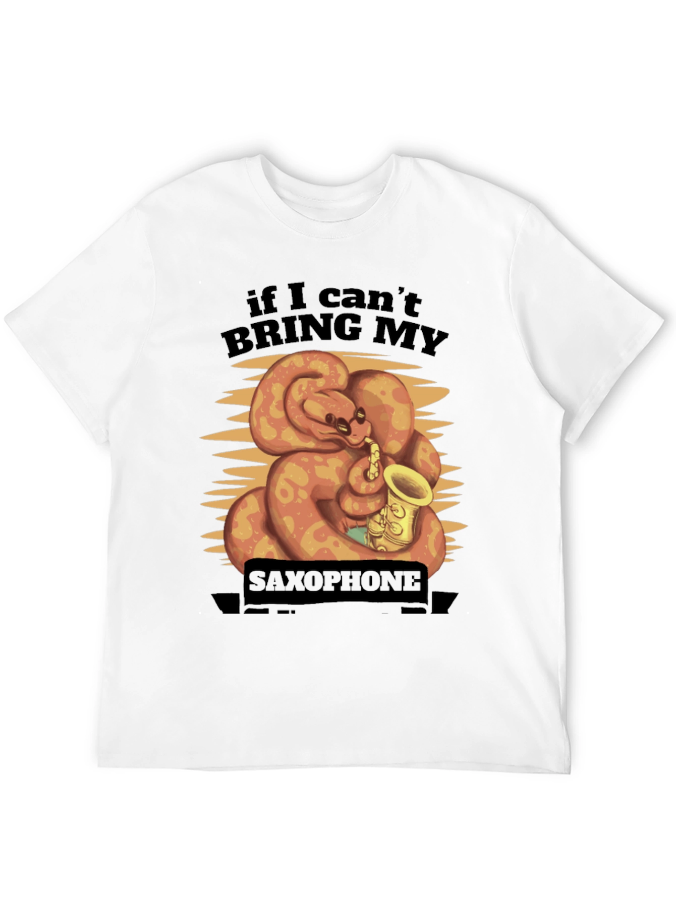 Black Funny Snake Saxophone Black T-Shirt view 12