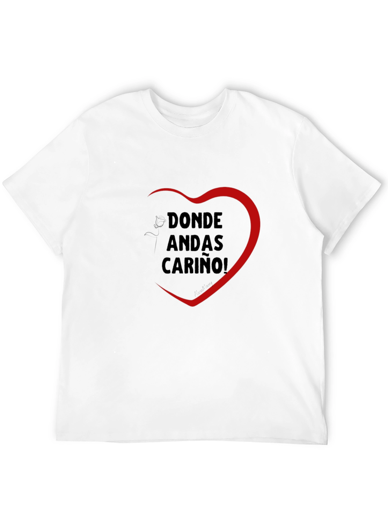 Black Donde Andas Carino! Heart Graphic T-Shirt view 12
