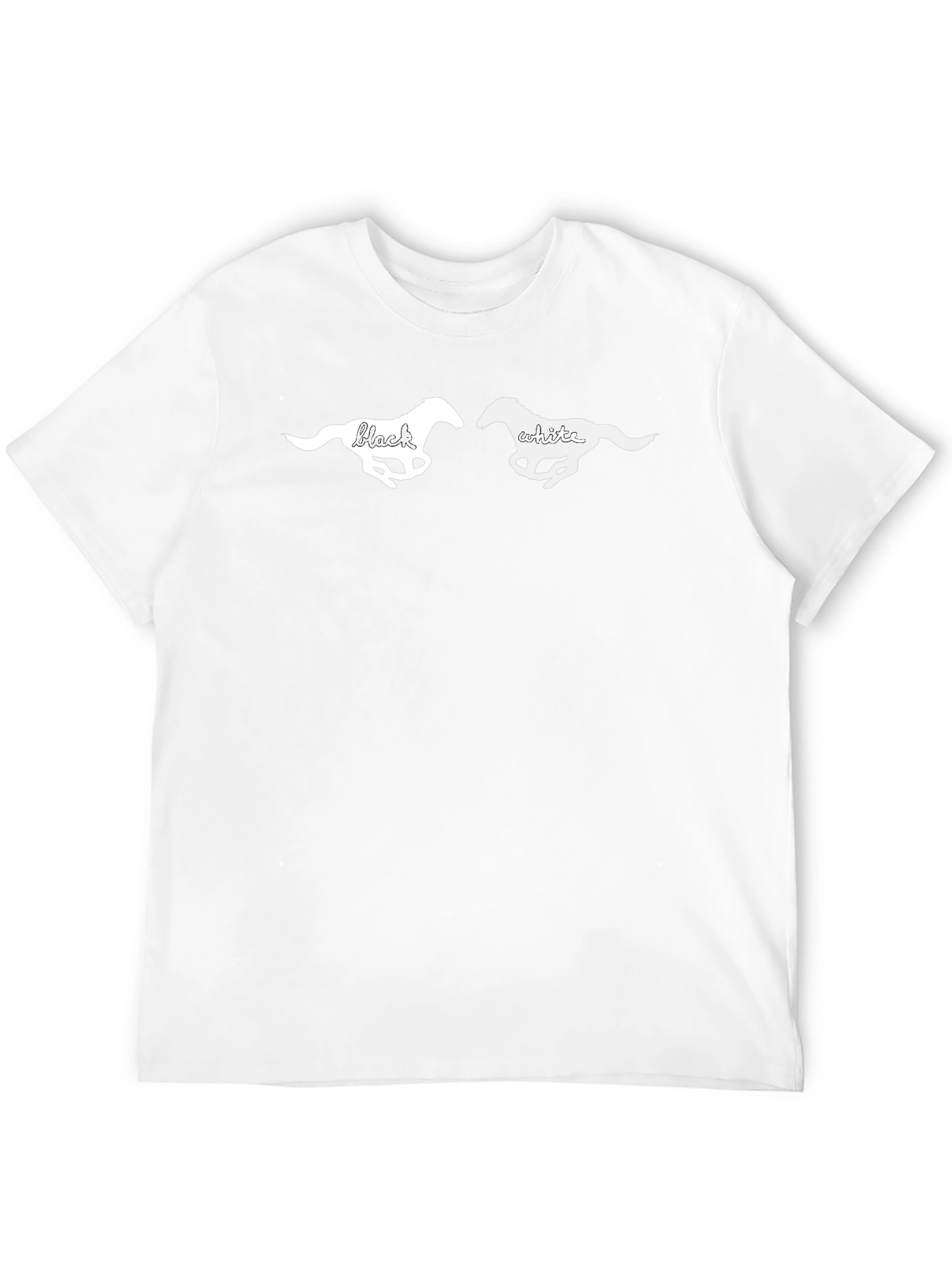 Black and White Horse Graphic T-Shirt - 12