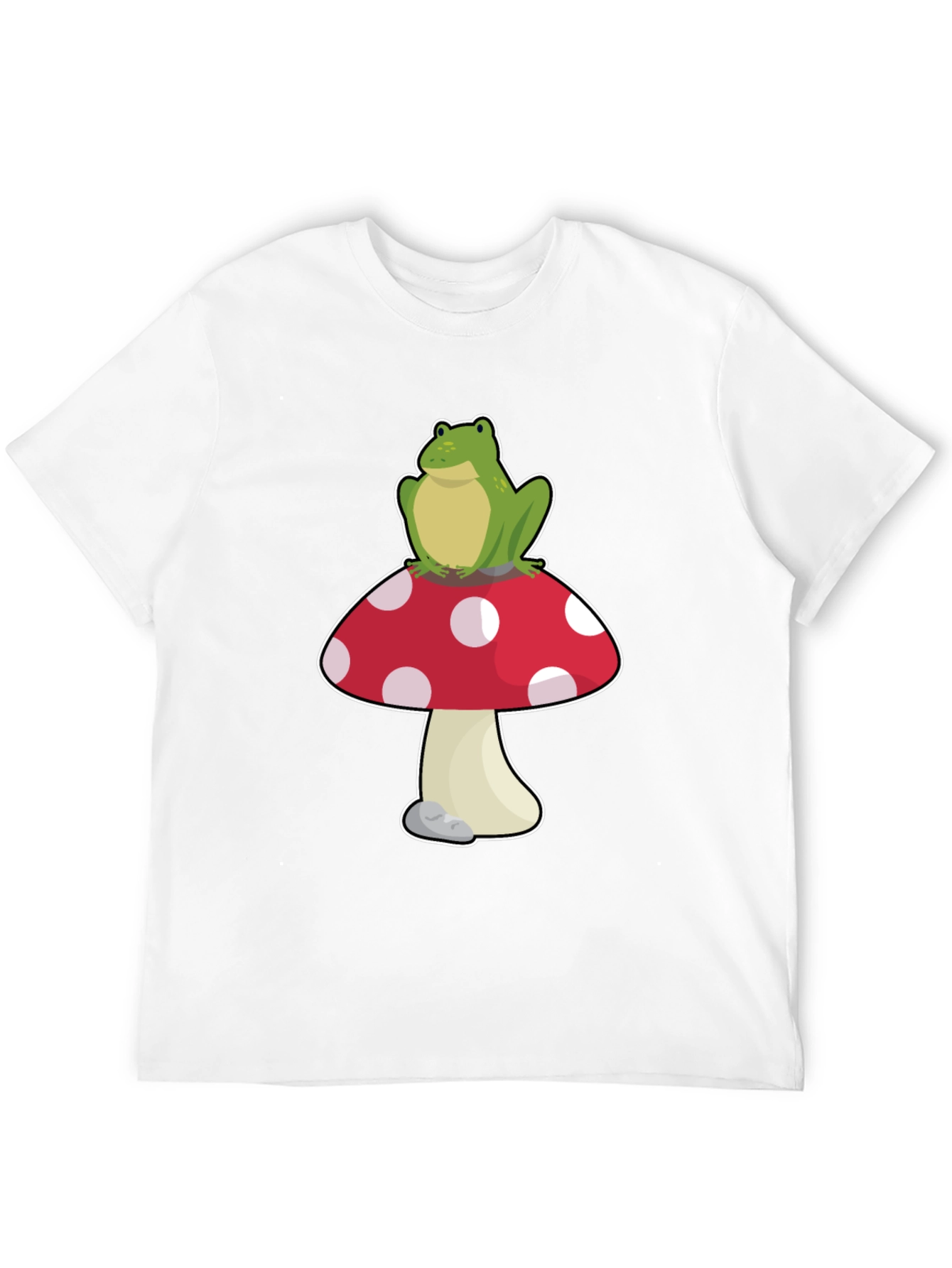 Black Frog on Mushroom T-Shirt - Black Cotton Tee view 12