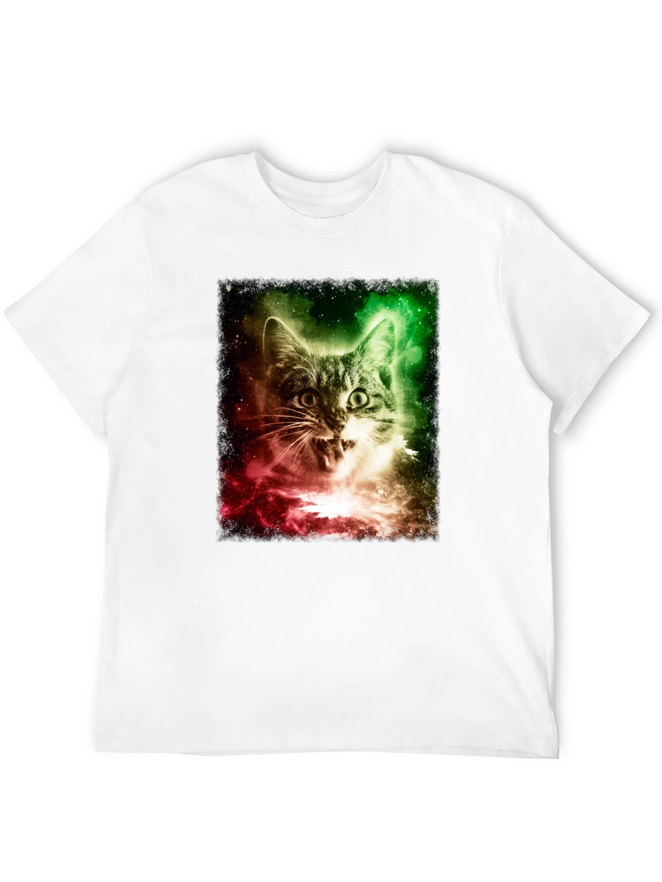 Black Galaxy Cat Graphic Tee - Men's Black T-Shirt view 12