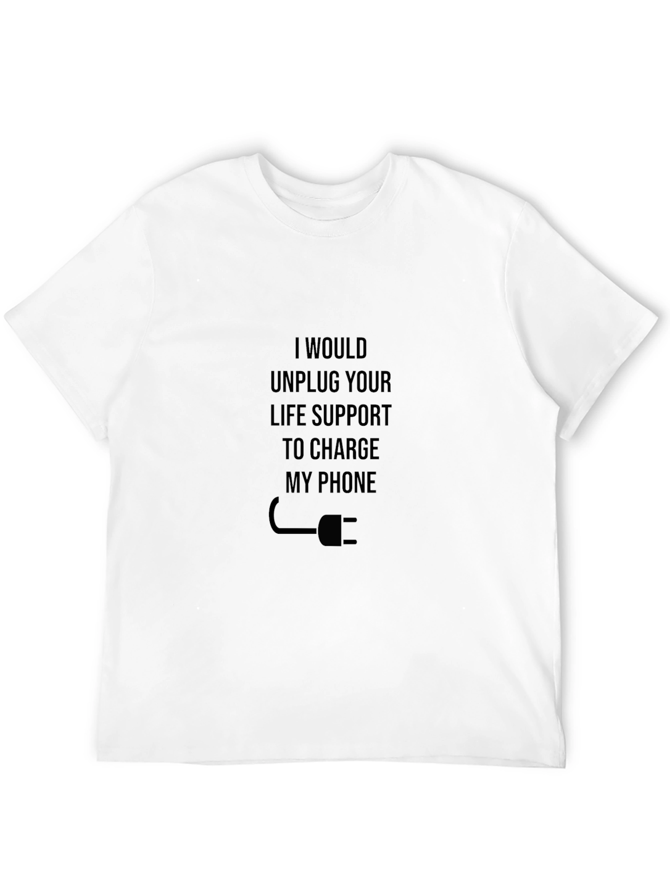 Black Unplug Life Support Funny T-Shirt view 12