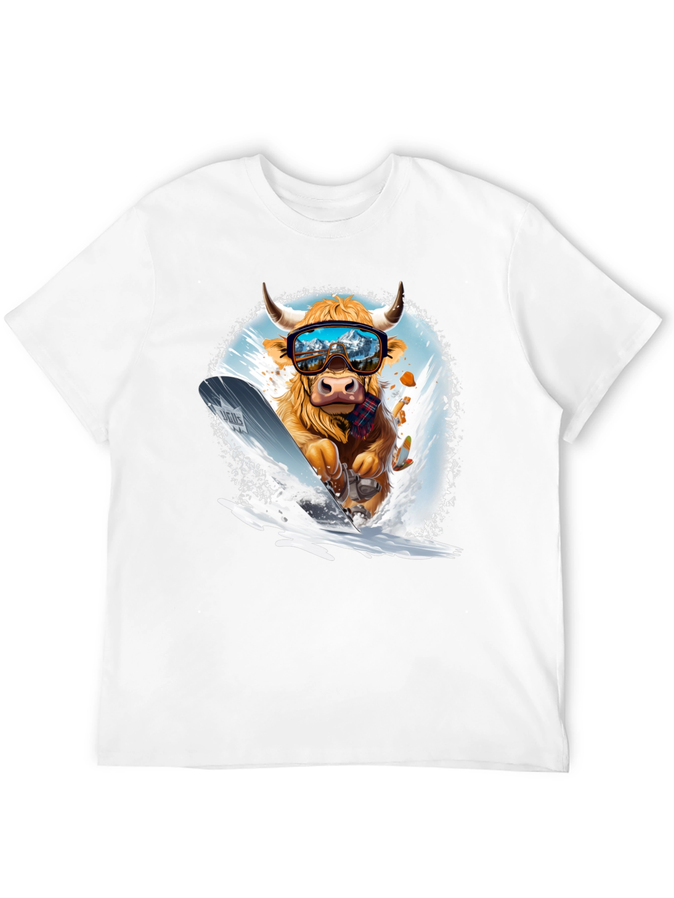 Black Skiing Cow Graphic Tee view 12