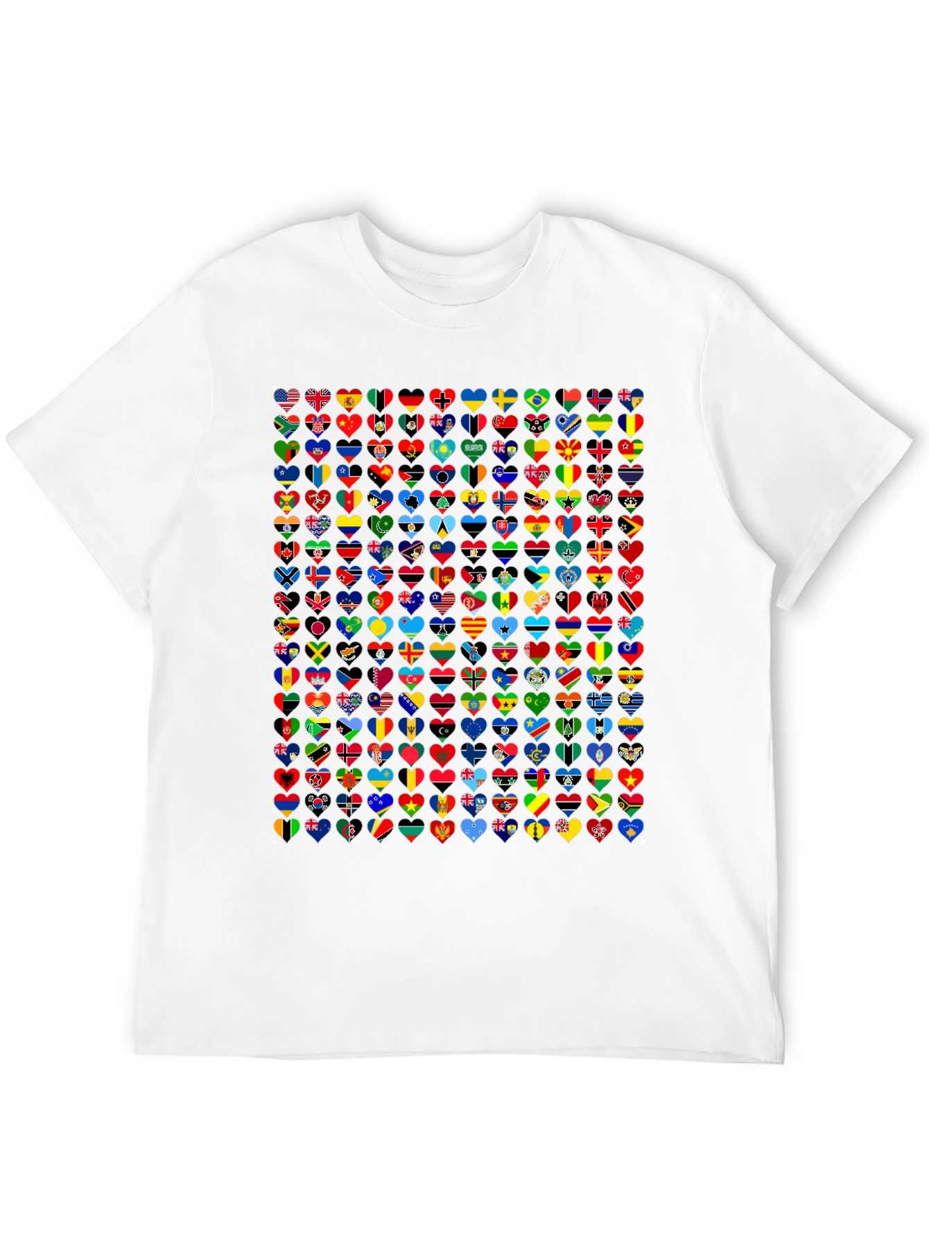 Black World Flags Heart T-Shirt - Black Cotton Graphic Tee view 12