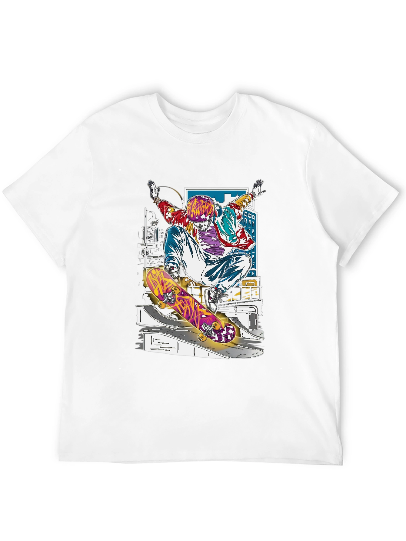 Black Skateboarder Graphic Tee - Black Cotton Blend Shirt view 12