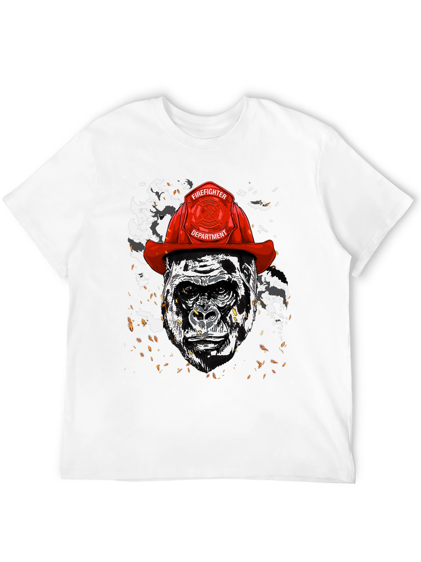 Black Gorilla Firefighter Graphic T-Shirt - Novelty Design view 12